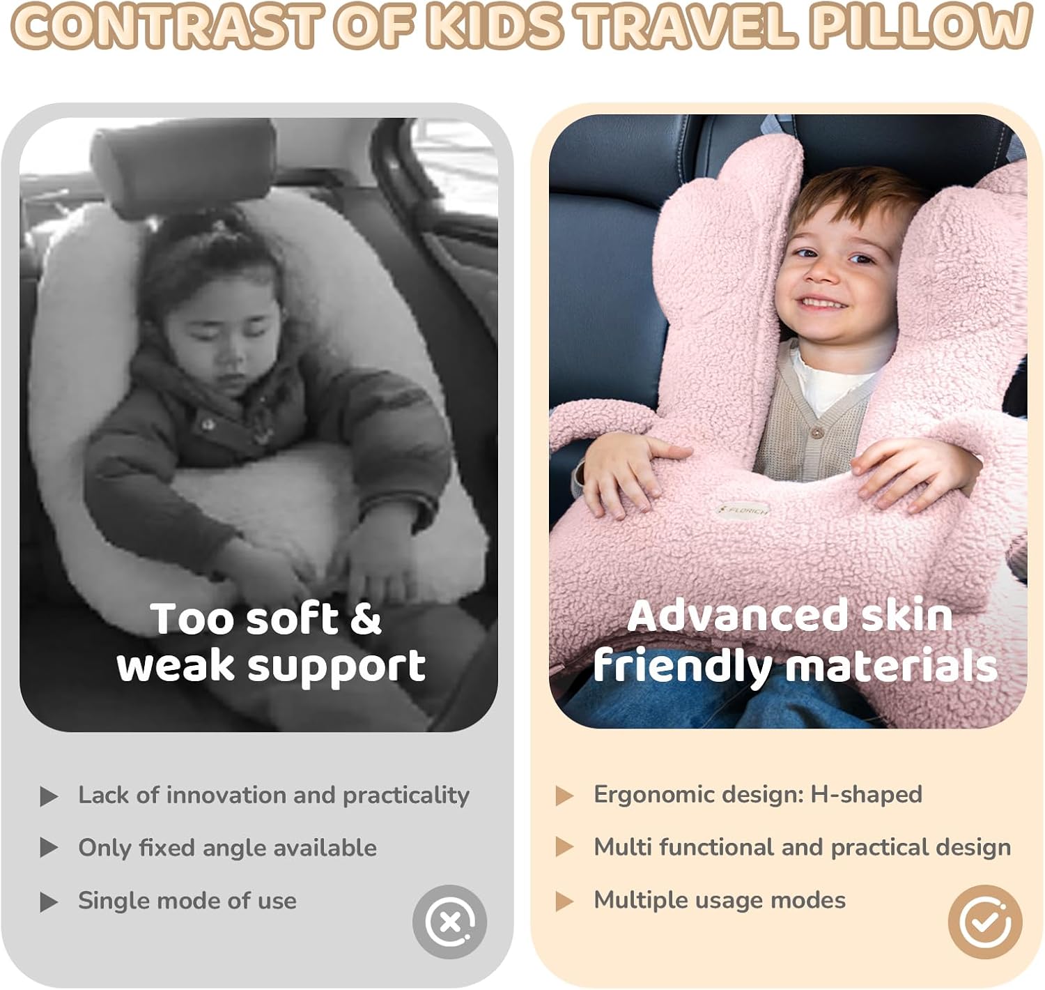 FLORICH Travel Pillow with Head and Body Support