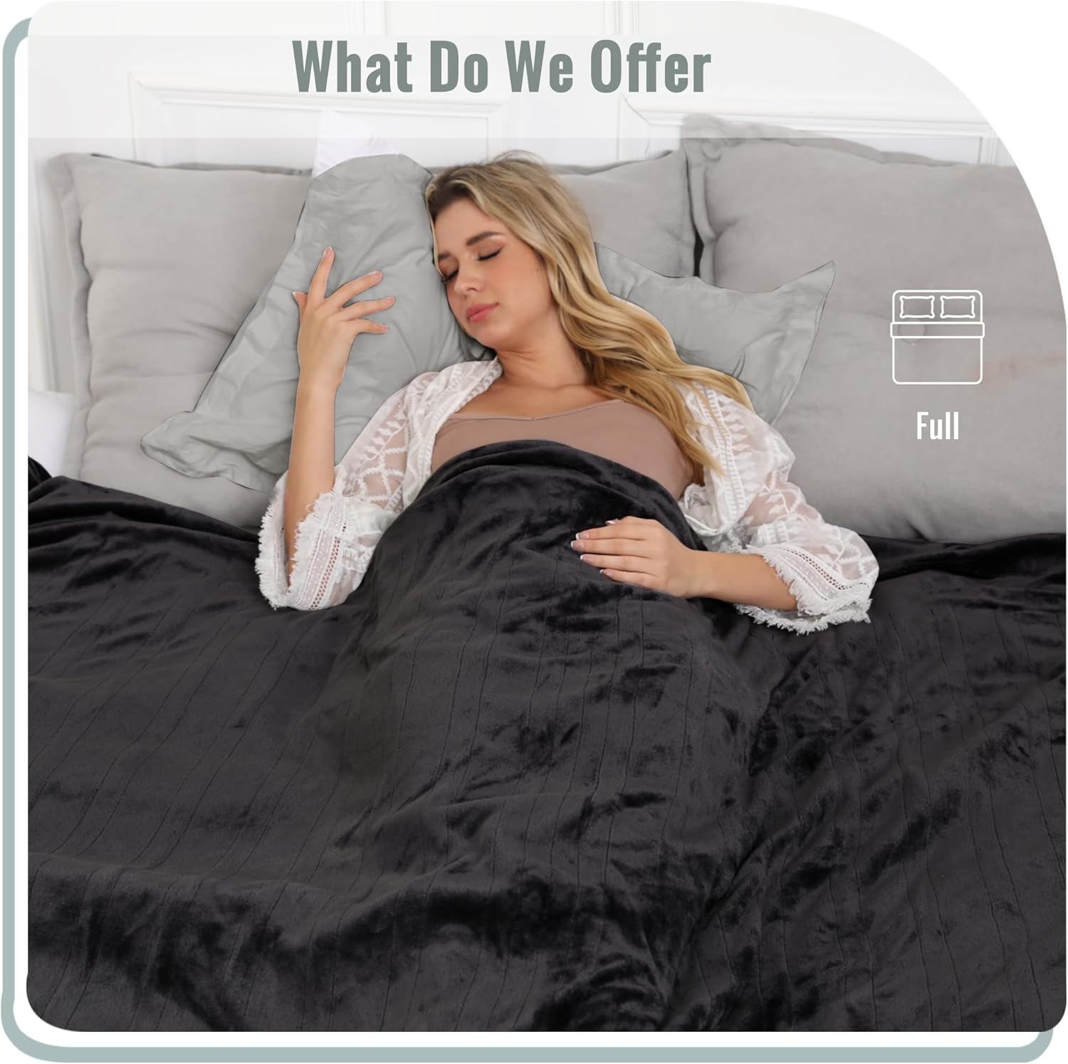 YAKEE Electric Blanket 72x84 Dark Grey