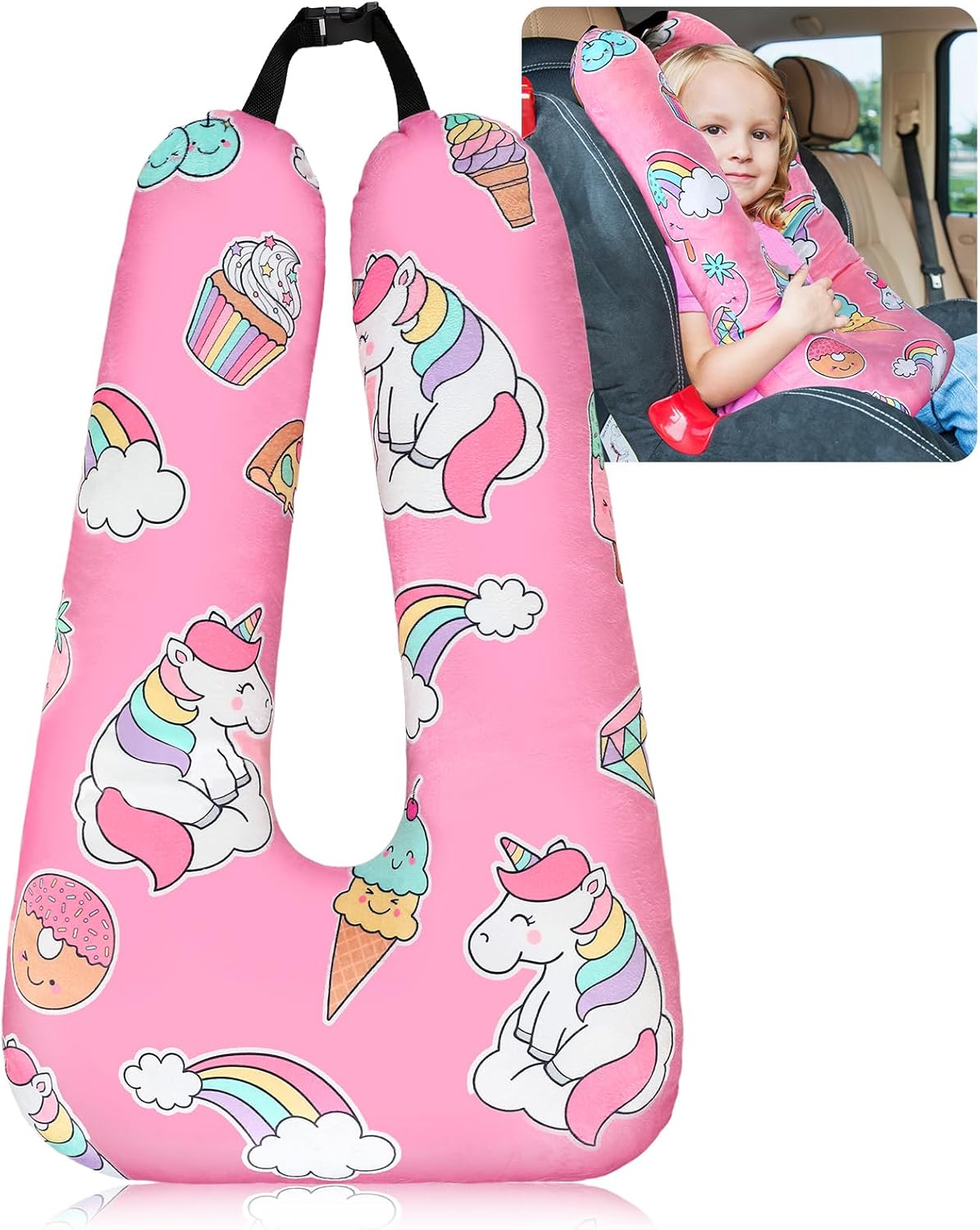 Barydat Pink Unicorn U Shaped Travel Pillow for Adults