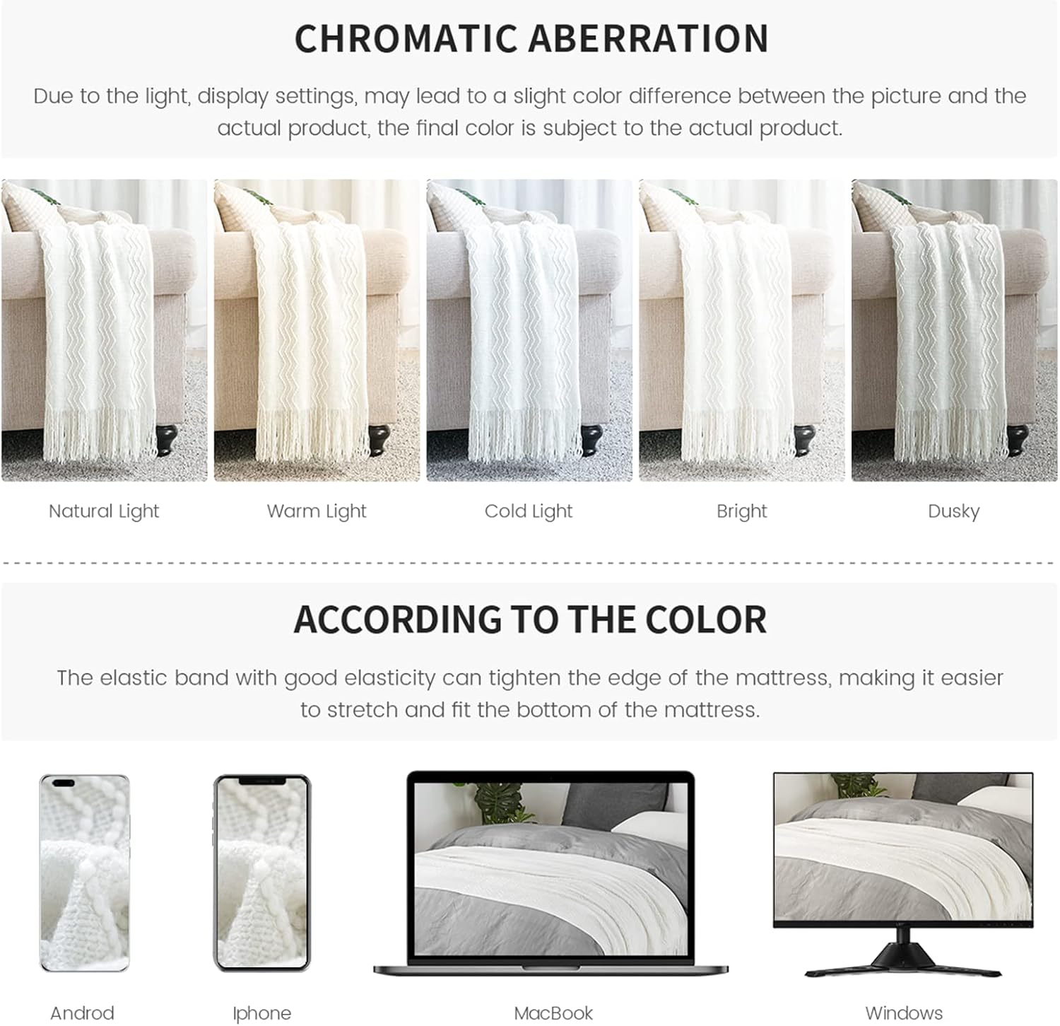 BOURINA Off White Throw Blanket 50 x 90 Inches