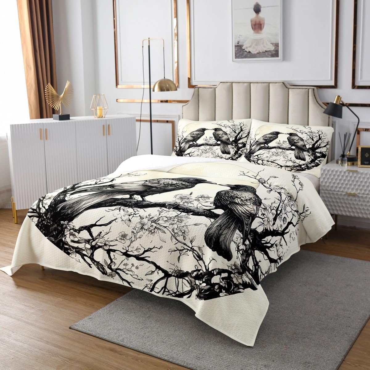 Erosebridal Black Crow Bedspread Set for Kids