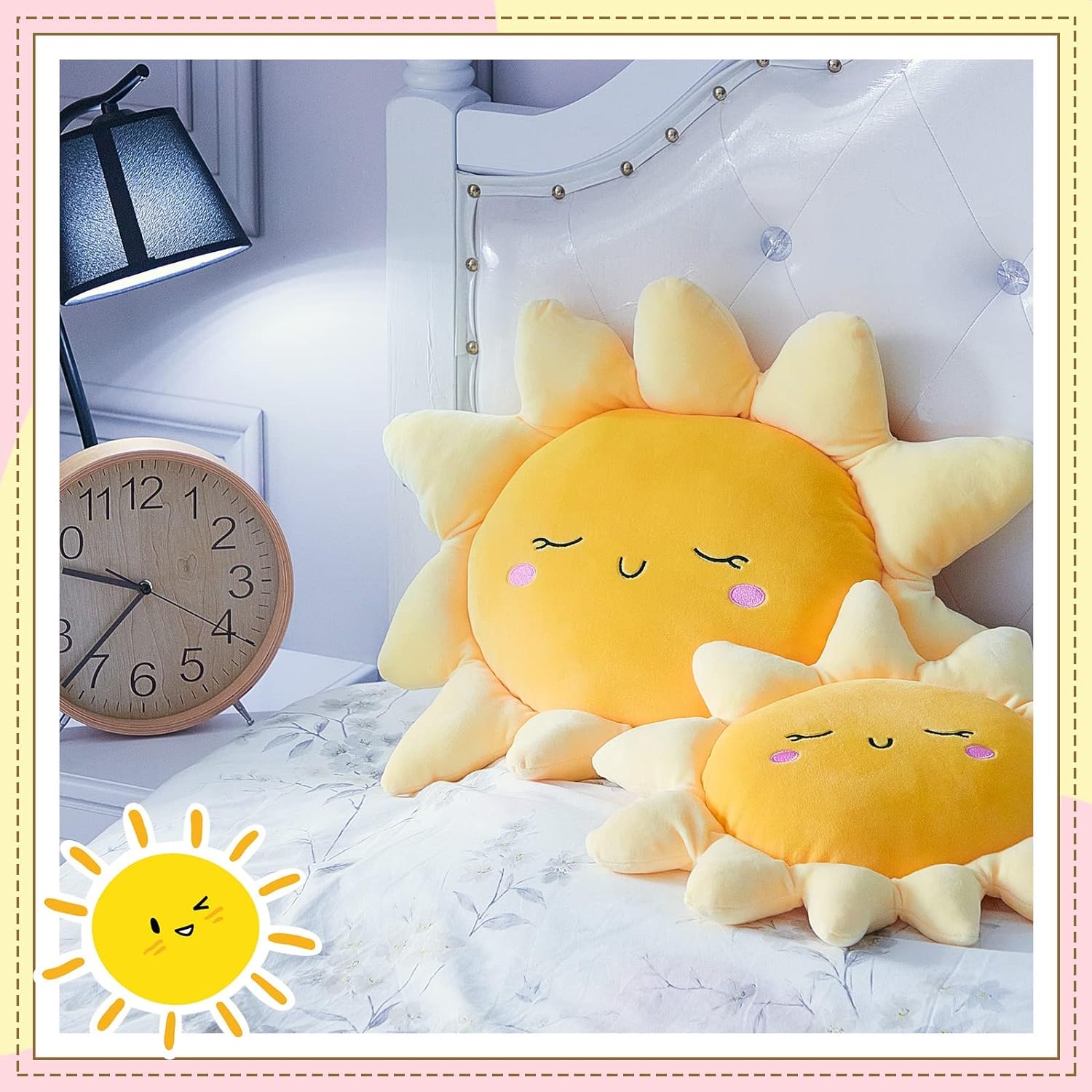 Juexica 2 Pcs Sun Shaped Plush Throw Pillows