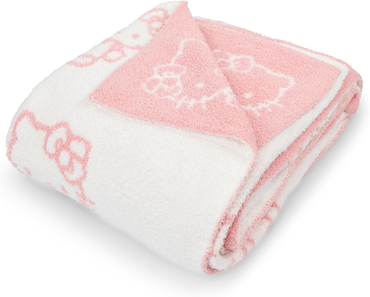 Hello Kitty Feather Knit Fluffy Throw Blanket - 50x60 Inch Pink