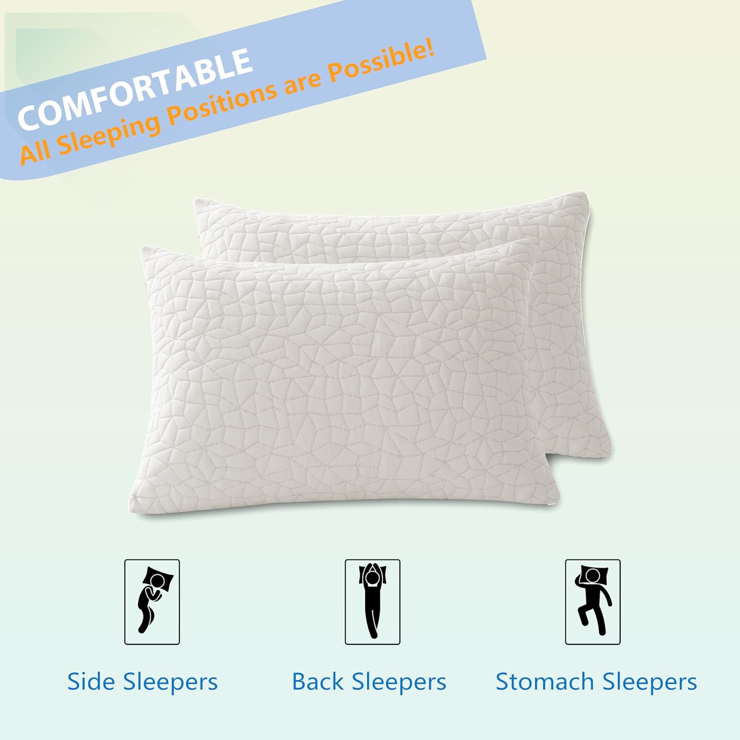 RGTIME Shredded Memory Foam Pillow Set of 2