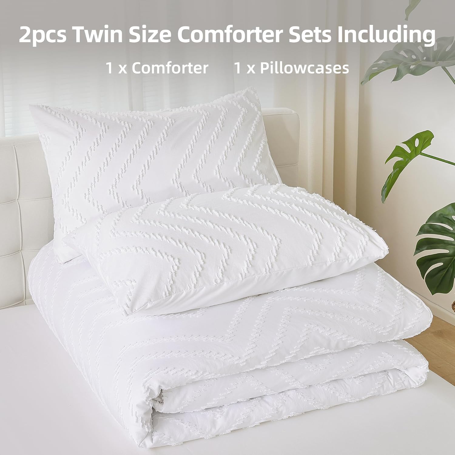 YIRDDEO White Twin Comforter Set 2Pcs 1