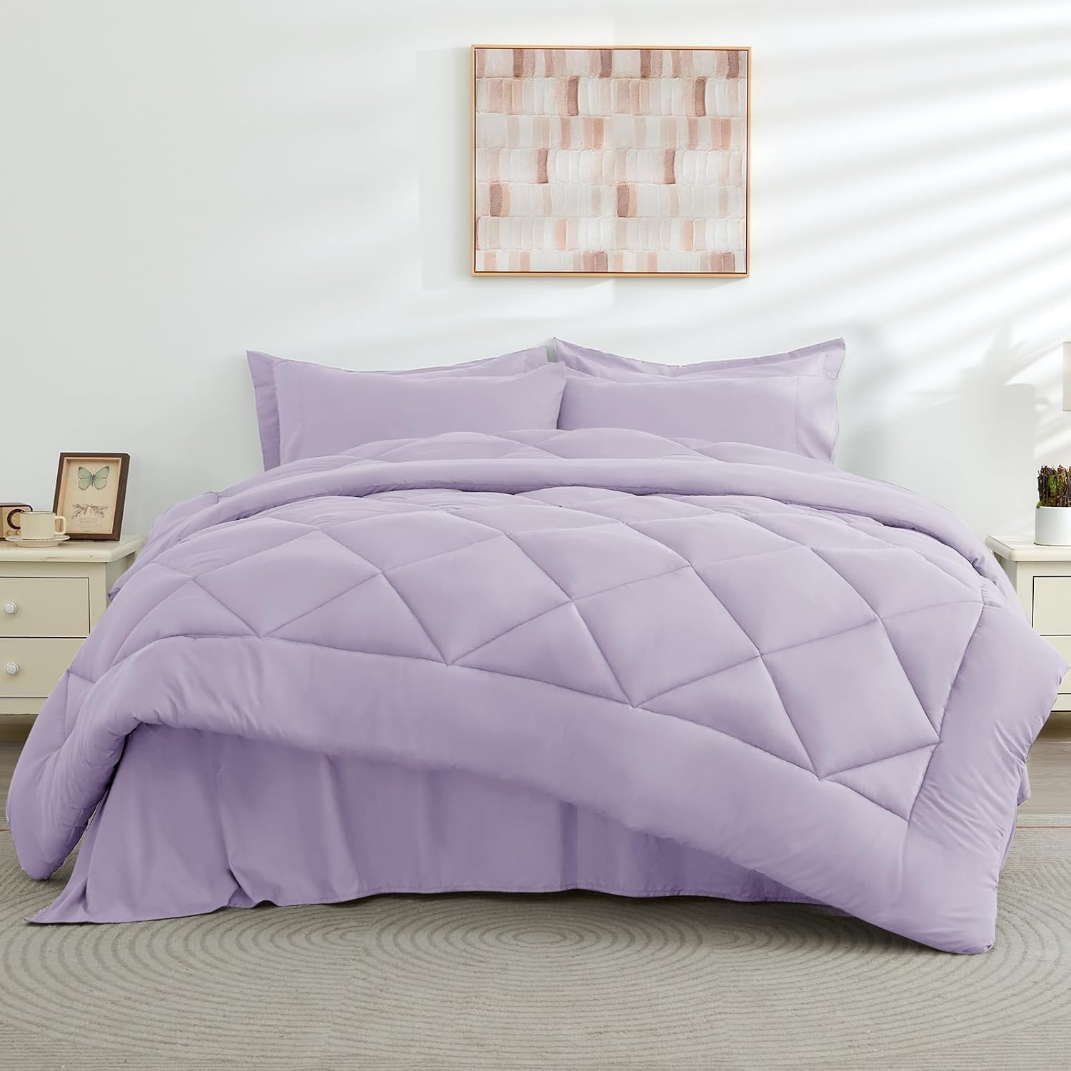 HEVUMYI Queen Purple Comforter Set 7-Piece