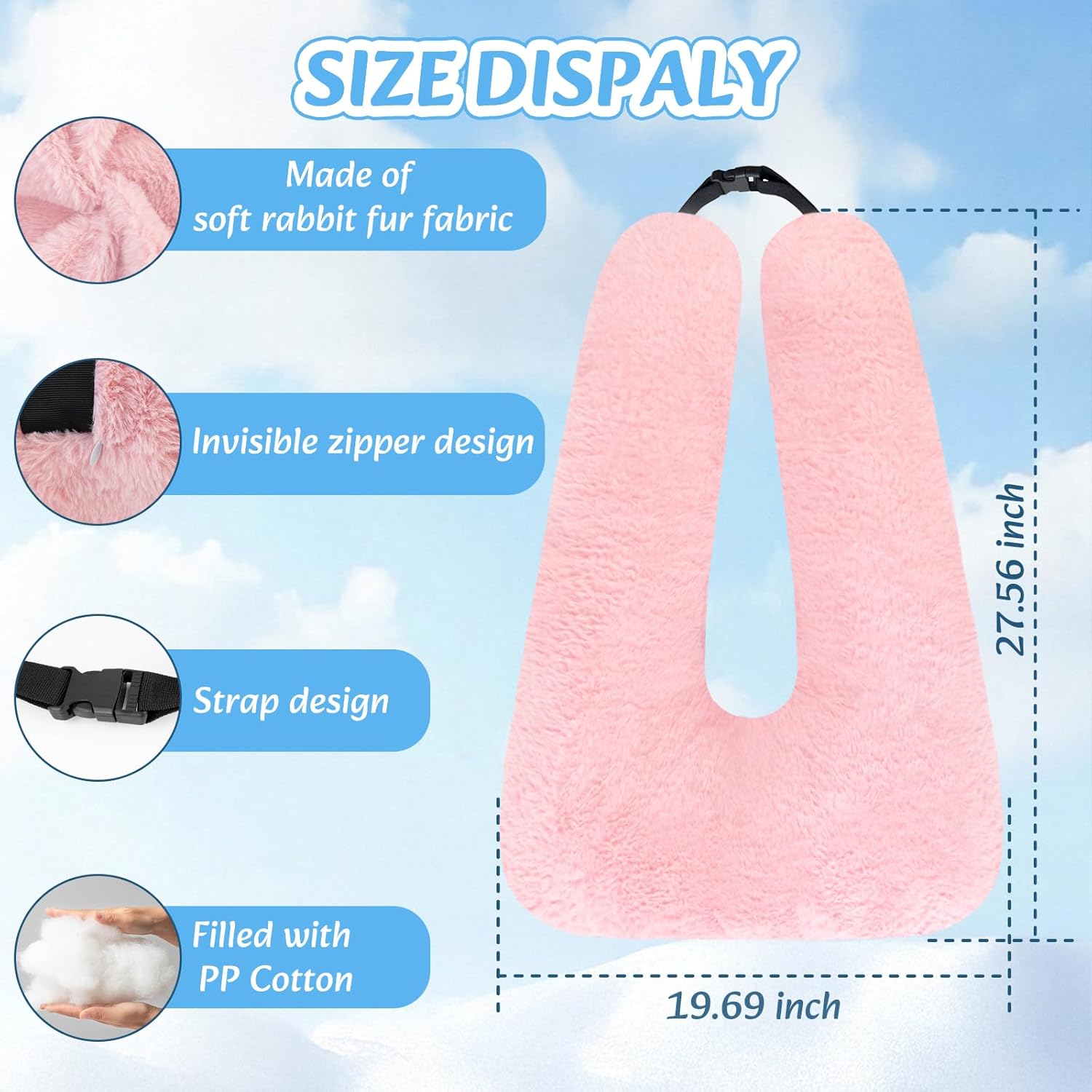 Swemos Travel Pillow - Pink Ergonomic Neck Body Support for Kids Adults