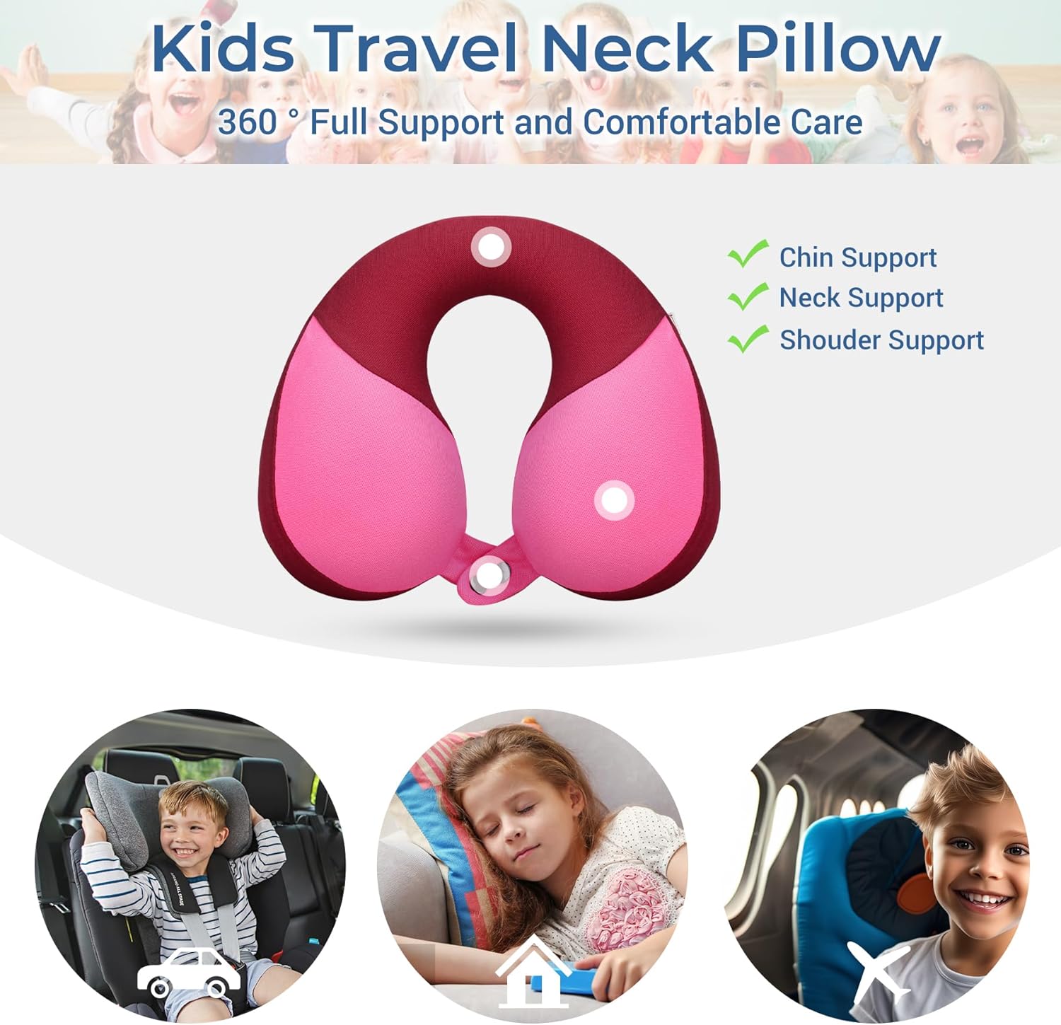 COOLBEBE Kids Travel Neck Pillow Soft Headrest for Car Airplane