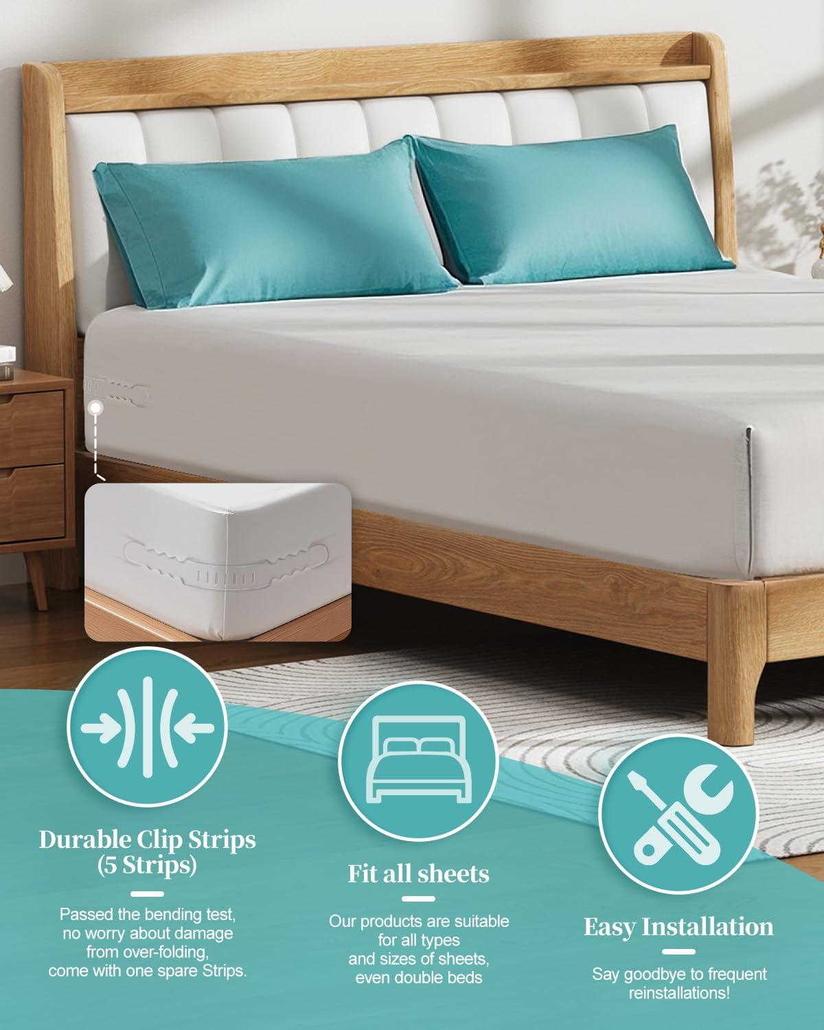 Lidatb Bed Sheet Holders with Lock Strips 1