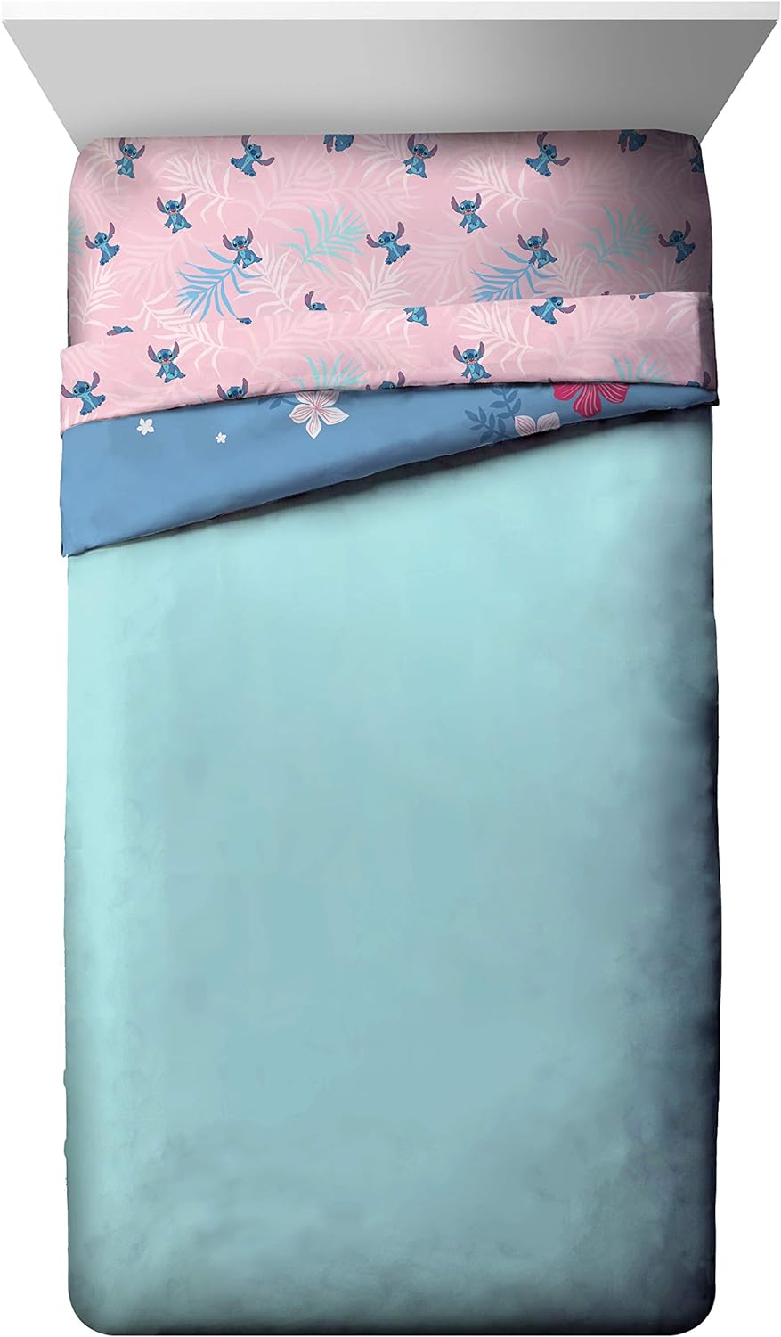 Jay Franco Disney Lilo Stitch Comforter Set - Reversible Microfiber