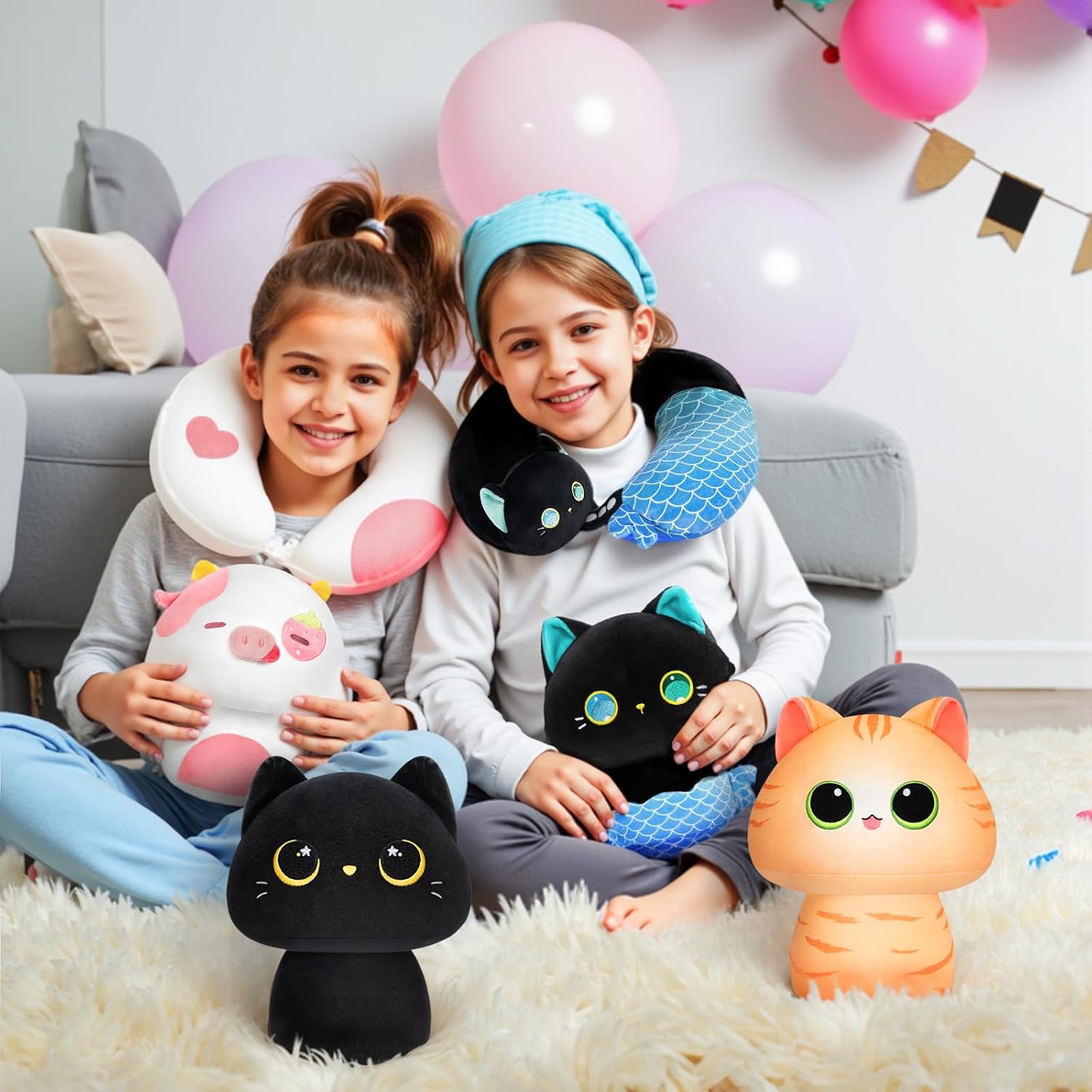 Mewaii Kids Travel Pillow - Mermaid Cat 2-in-1 Neck Pillow