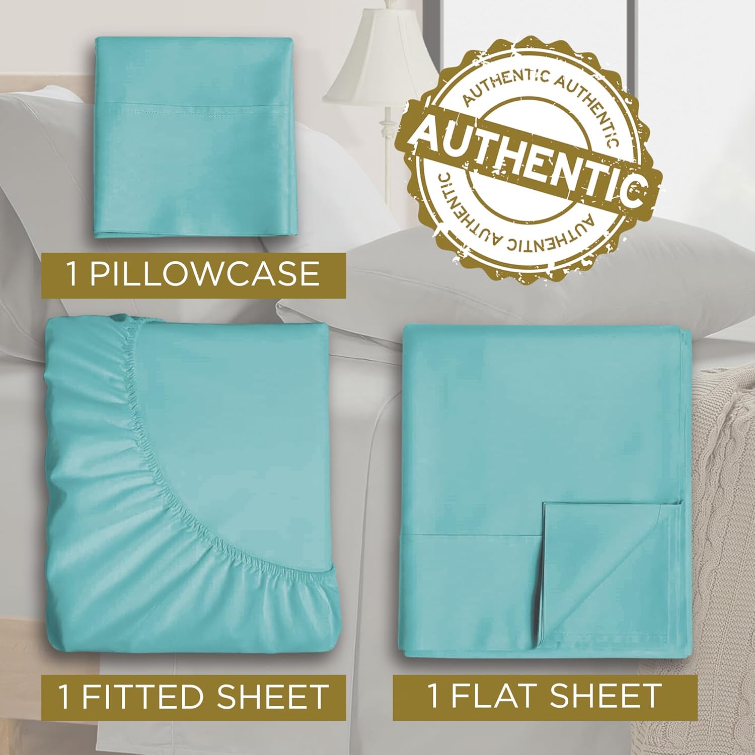 DESTINY CRESCENT BEDDING Microfiber Twin Aqua Blue 3 PC Sheets Deep Pocket 15