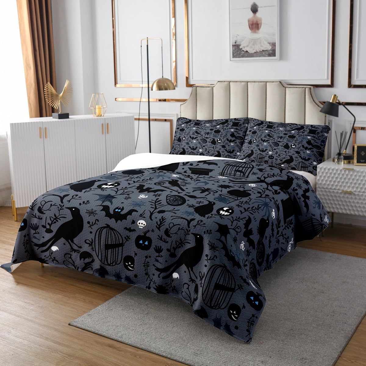 Feelyou Halloween Bats Bedspread Set for Kids