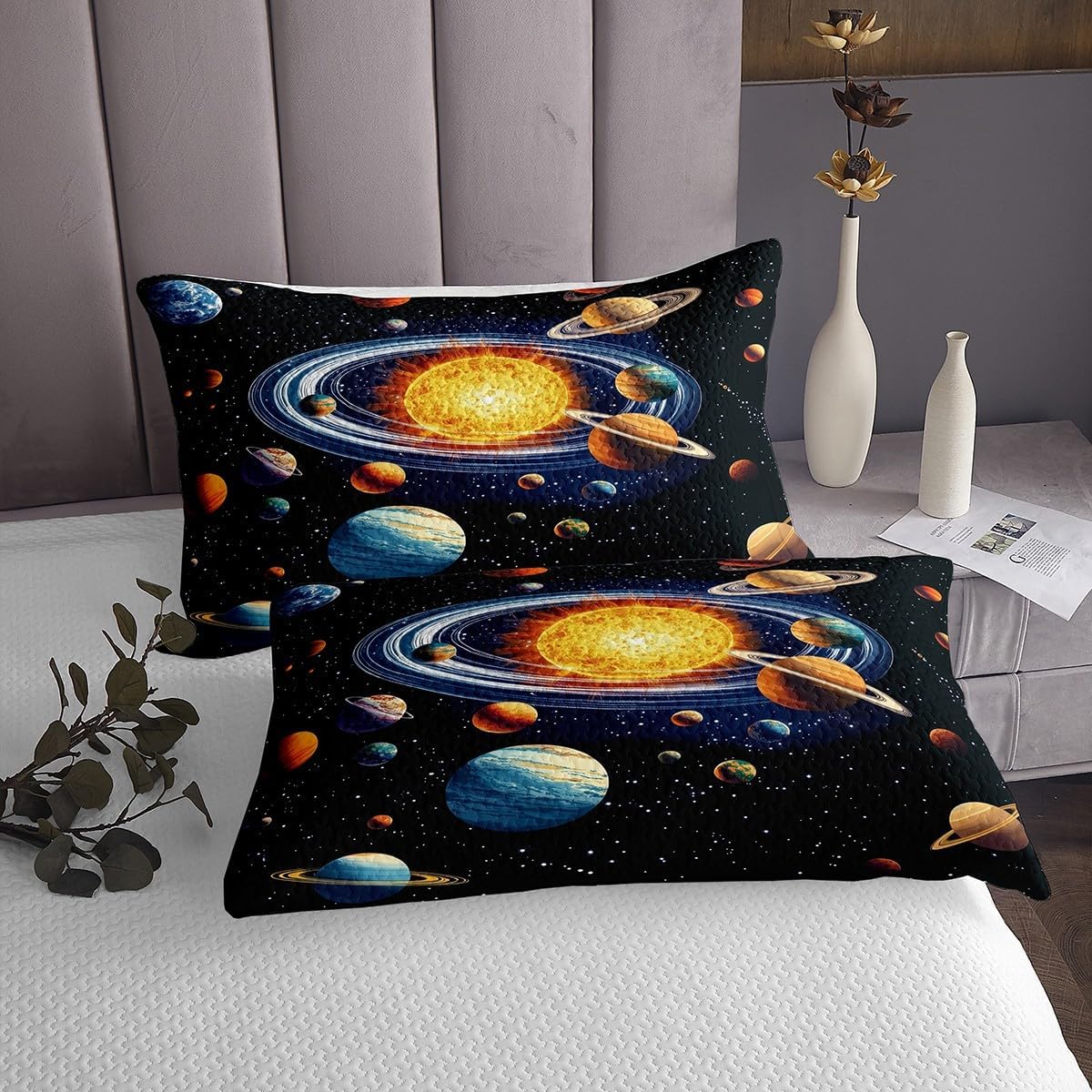 Manfei Colorful Space Quilts Set with Pillowshams