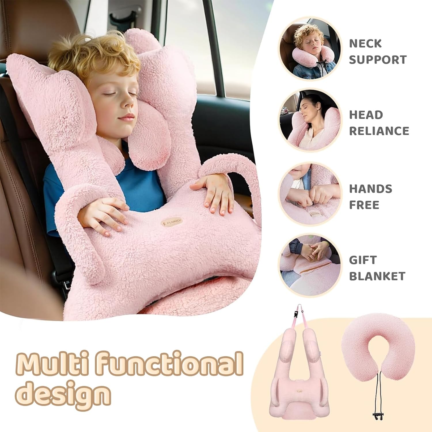 FLORICH Travel Pillow with Head and Body Support