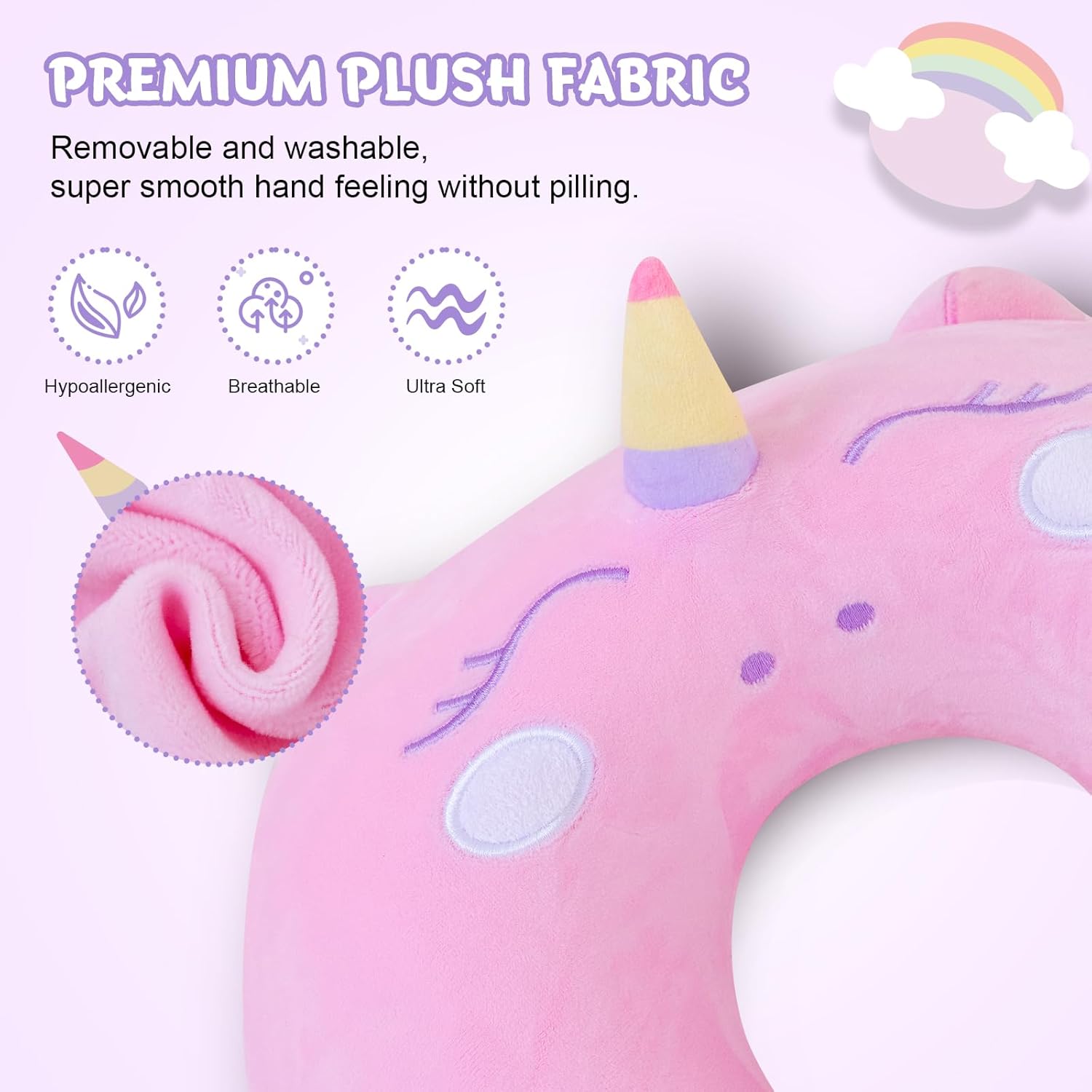 Cirorld Travel Pillow for Kids 3-8 YO Pink