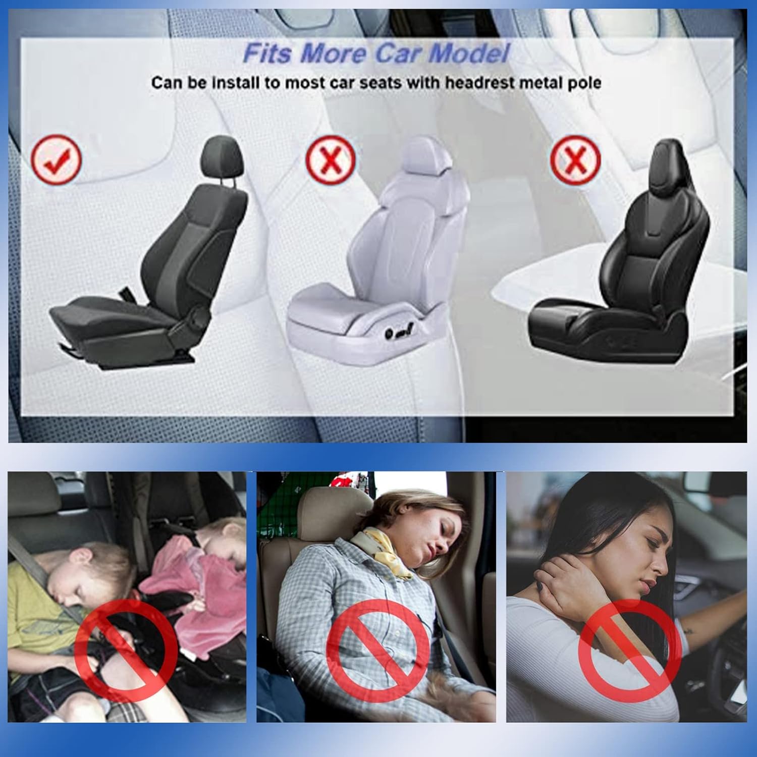 VniYors 180 Degree Adjustable Car Headrest Pillow