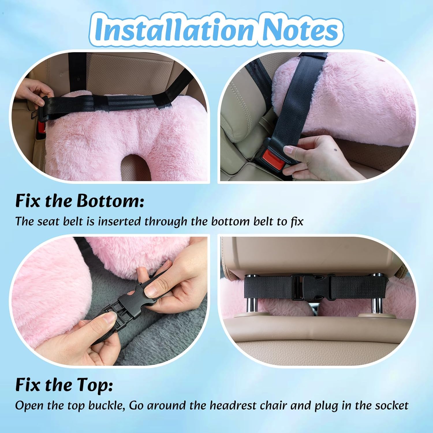 Swemos Travel Pillow - Pink Ergonomic Neck Body Support for Kids Adults
