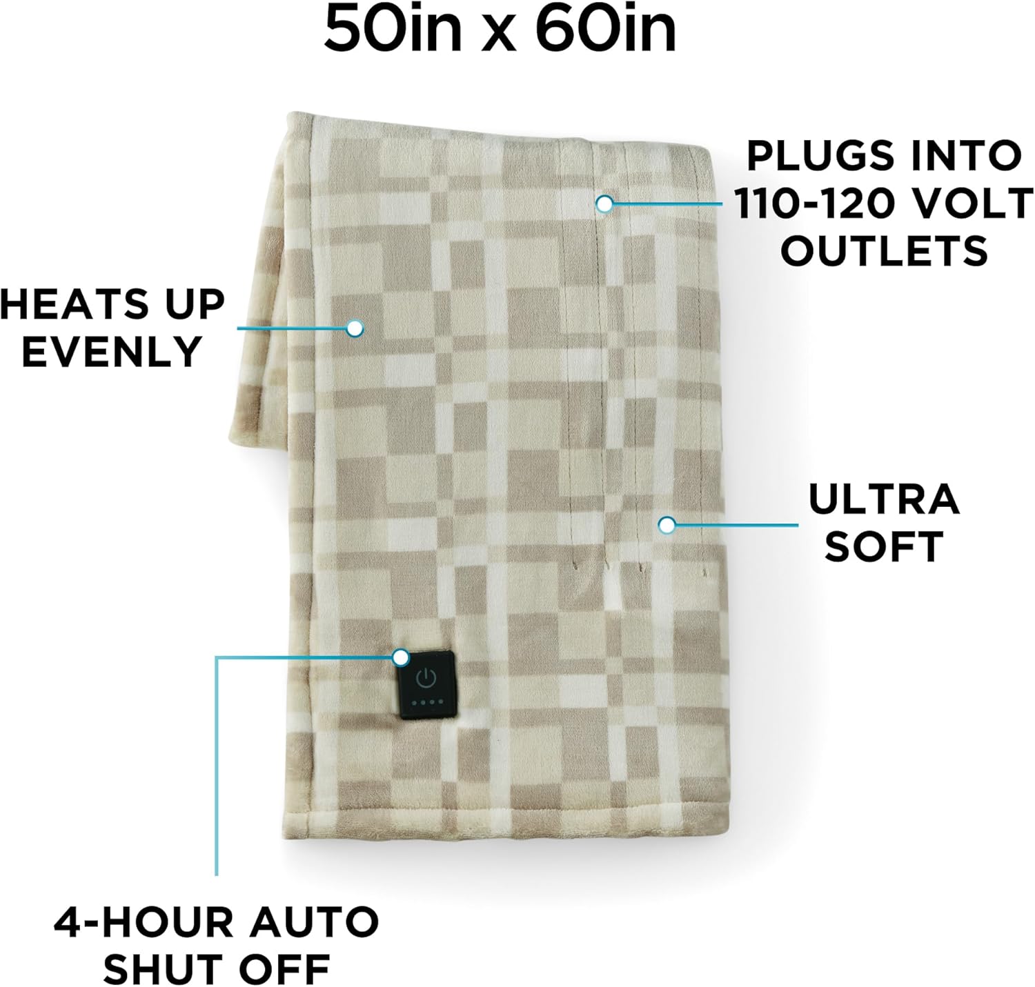 Brookstone Heated Throw Blanket - 4 Heat Settings 1