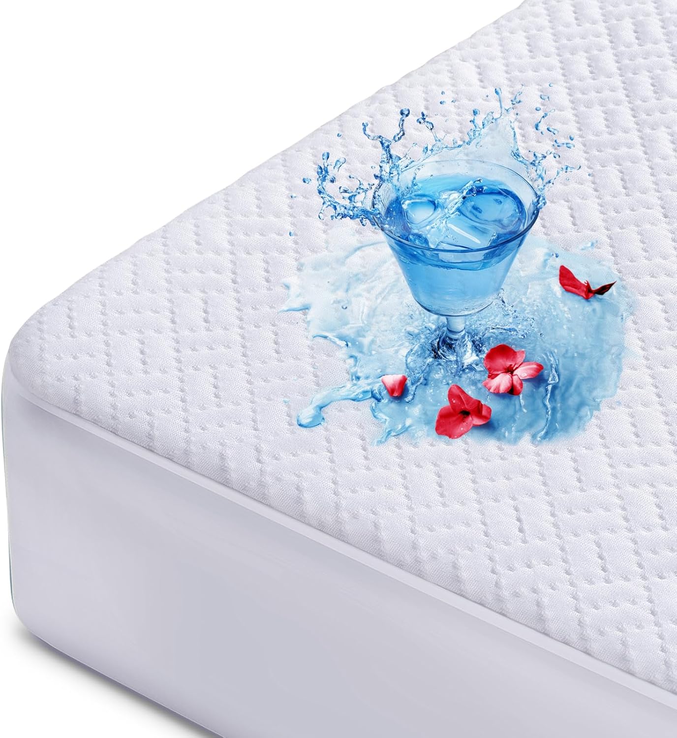 Hanherry Waterproof Mattress Protector Full Size 8-21 Deep Pocket