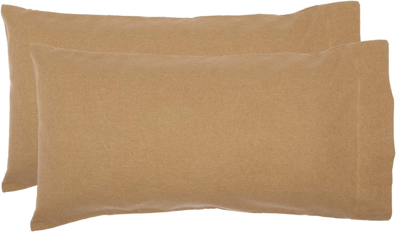 VHC Brands Burlap King Pillowcase Set 21x40 Tan