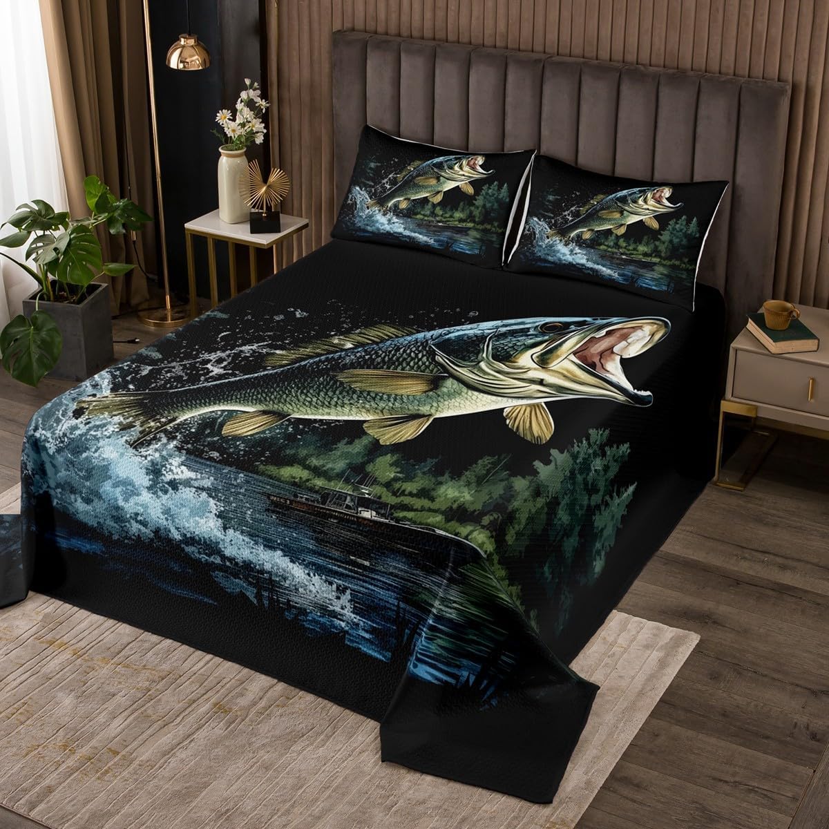 Feelyou Big Pike Fish Bedspread Set for Kids