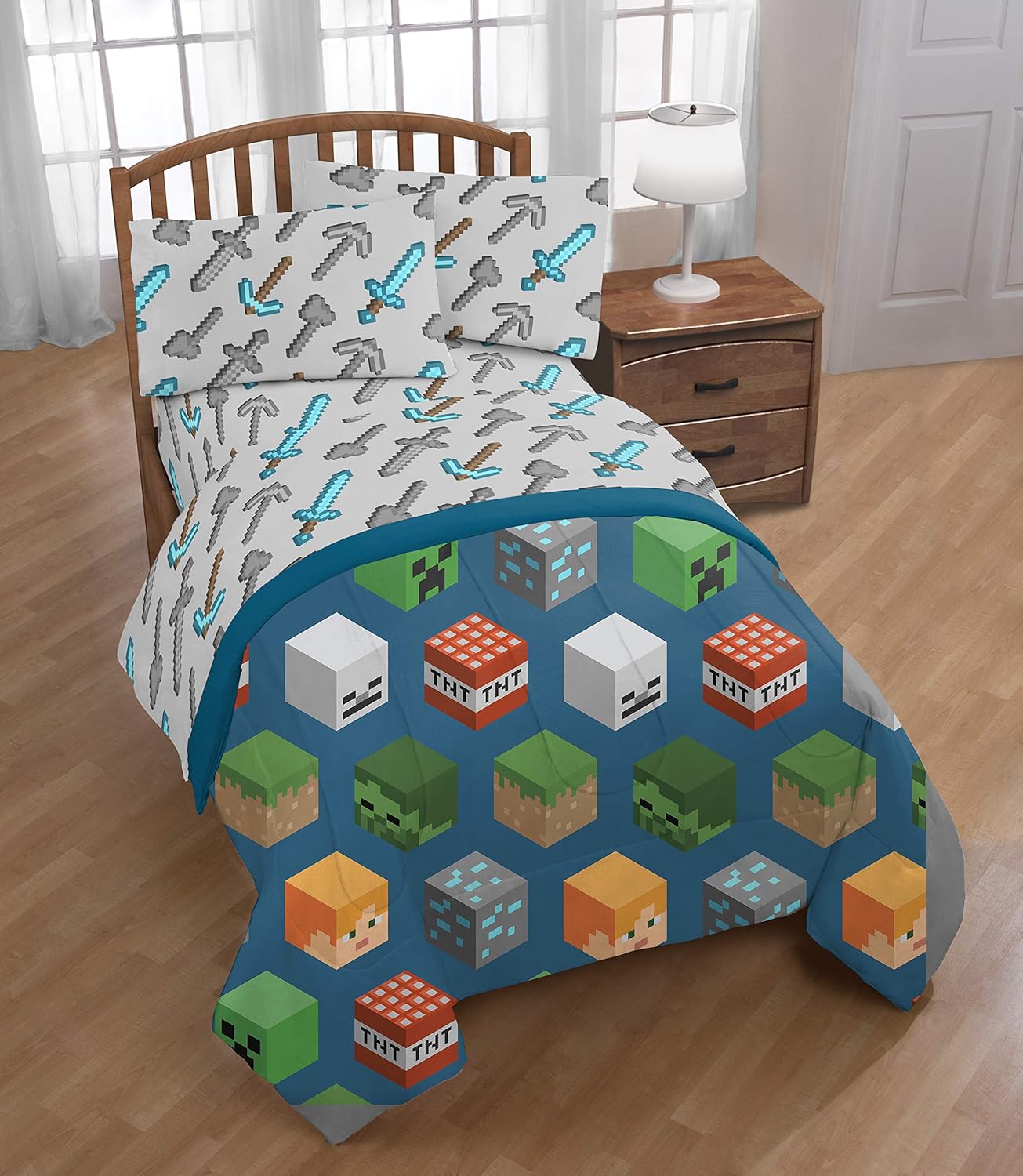 Jay Franco Minecraft Isometric 5-Piece Full Bed Set