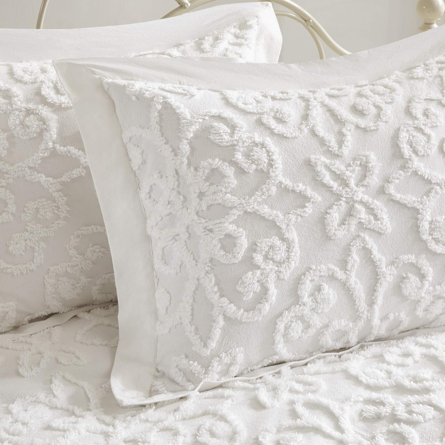 Madison Park Daybed Cover Set - 5 Piece Tufted Chenille Medallion Off White