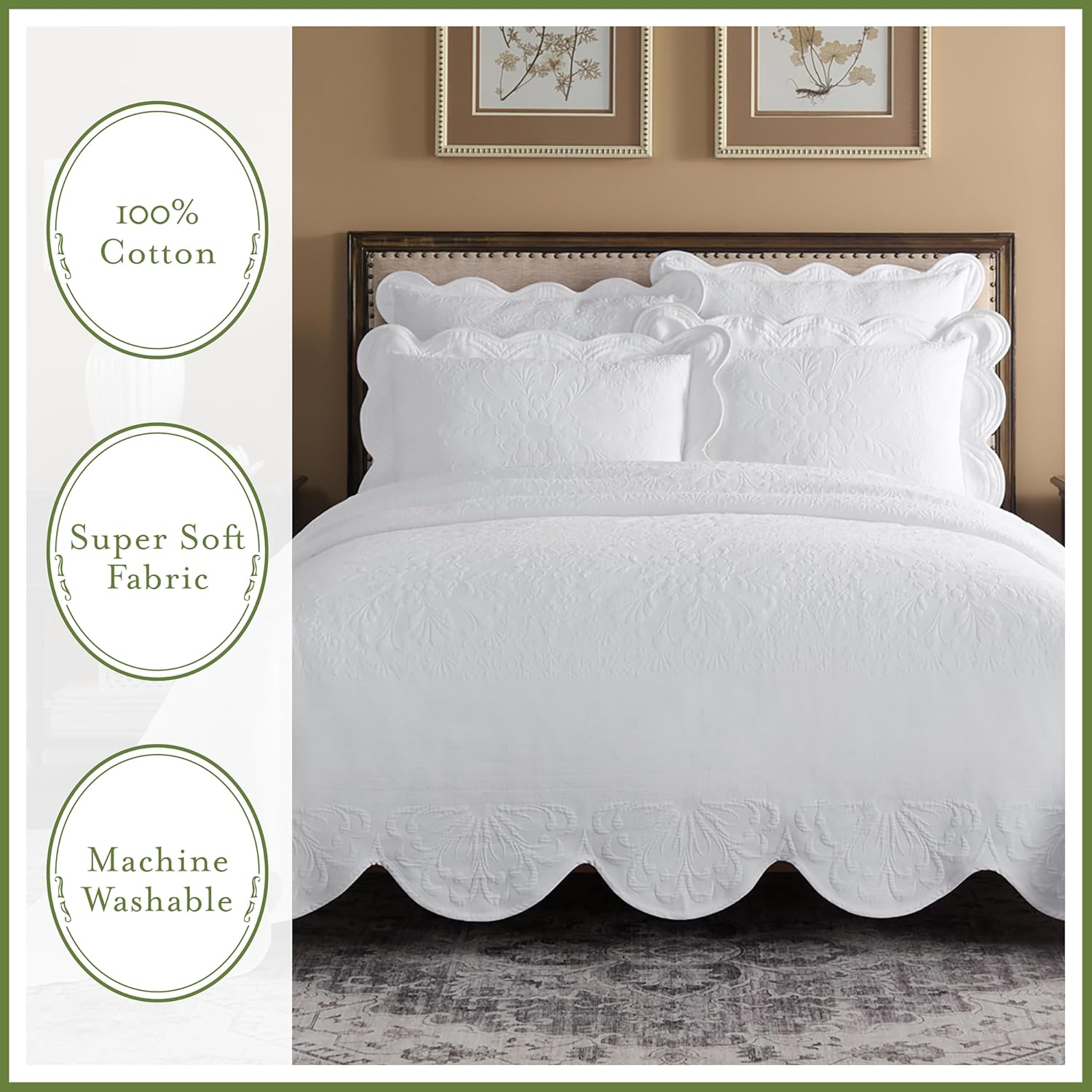 Charleston Estate Floral Matelasse Coverlet 100 Cotton