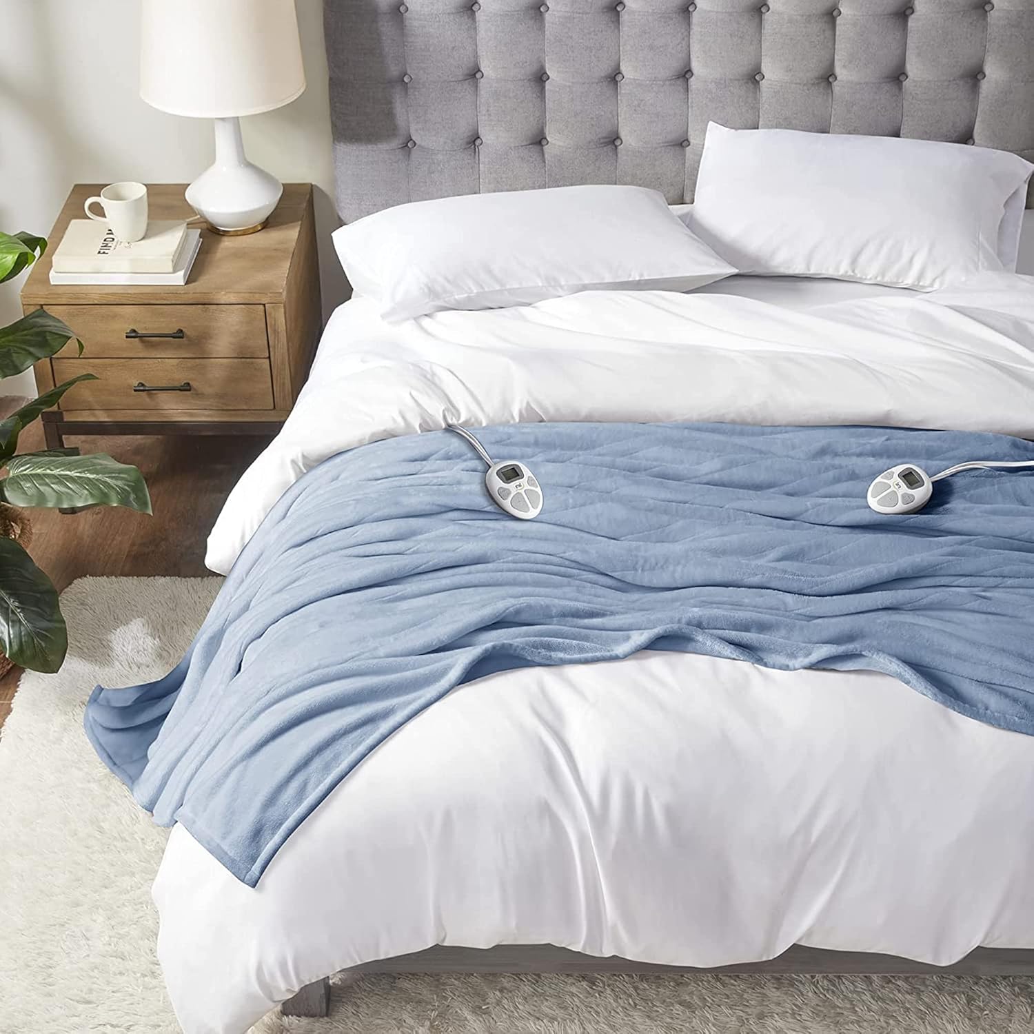 Serta Luxuriously Soft Plush Electric Blanket Sea Blue Full