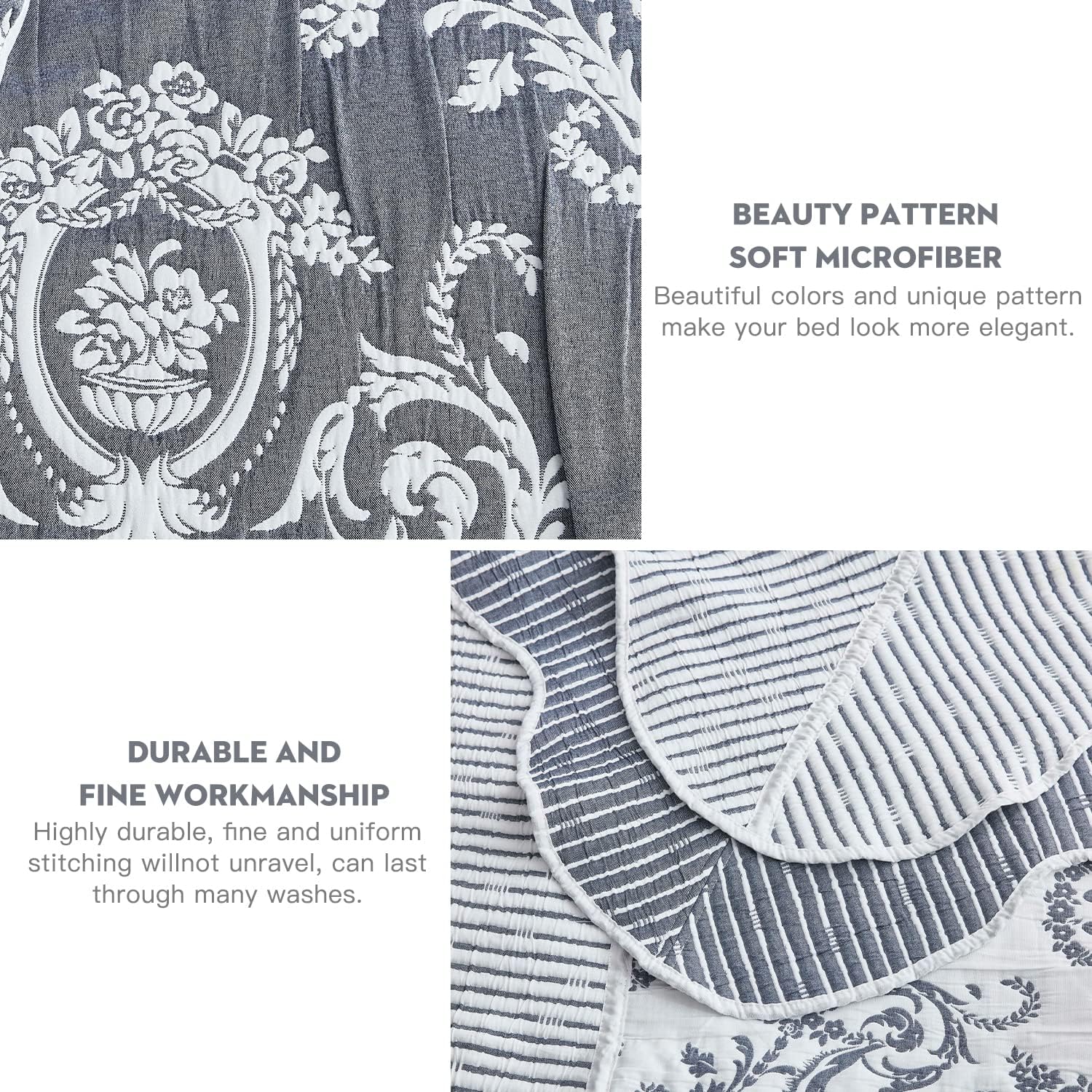 HZ HY Oversized King Bedspread 138x122 Dark Blue Jacquard Design