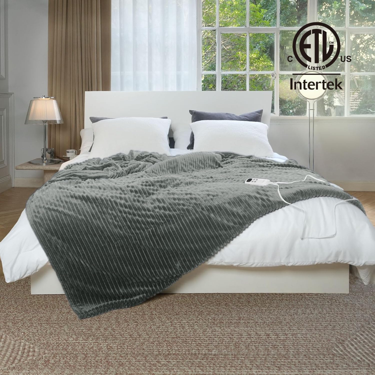 Blunique Heated Blanket Electric Throw 50x60 Inches Sherpa Fleece