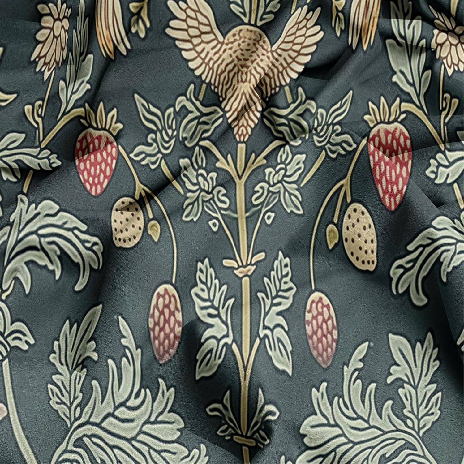 Queen Fitted Sheet Set 4 Piece Microfiber Soft William Morris Strawberry Thief