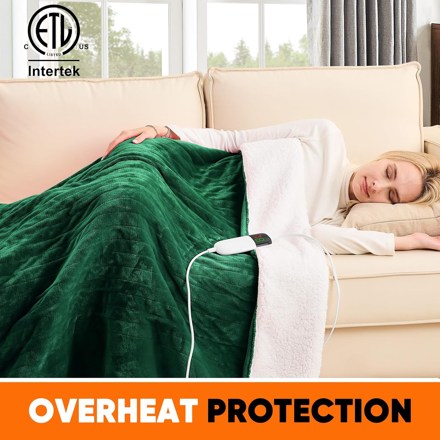 Greenoak Heated Blanket 62x84 10 Heat Levels Auto-Off Safety