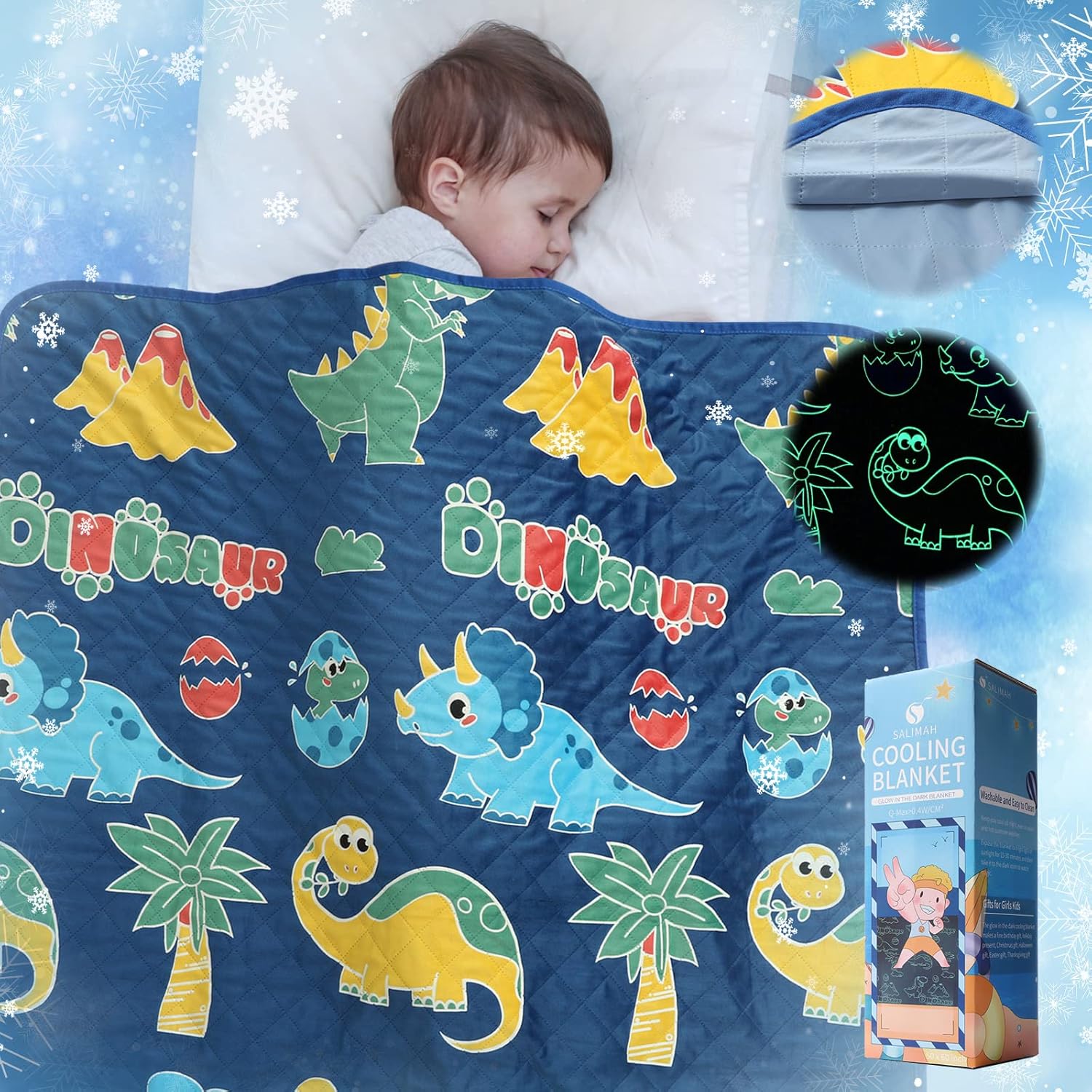 Glow in the Dark Dinosaur Cooling Blanket for Kids