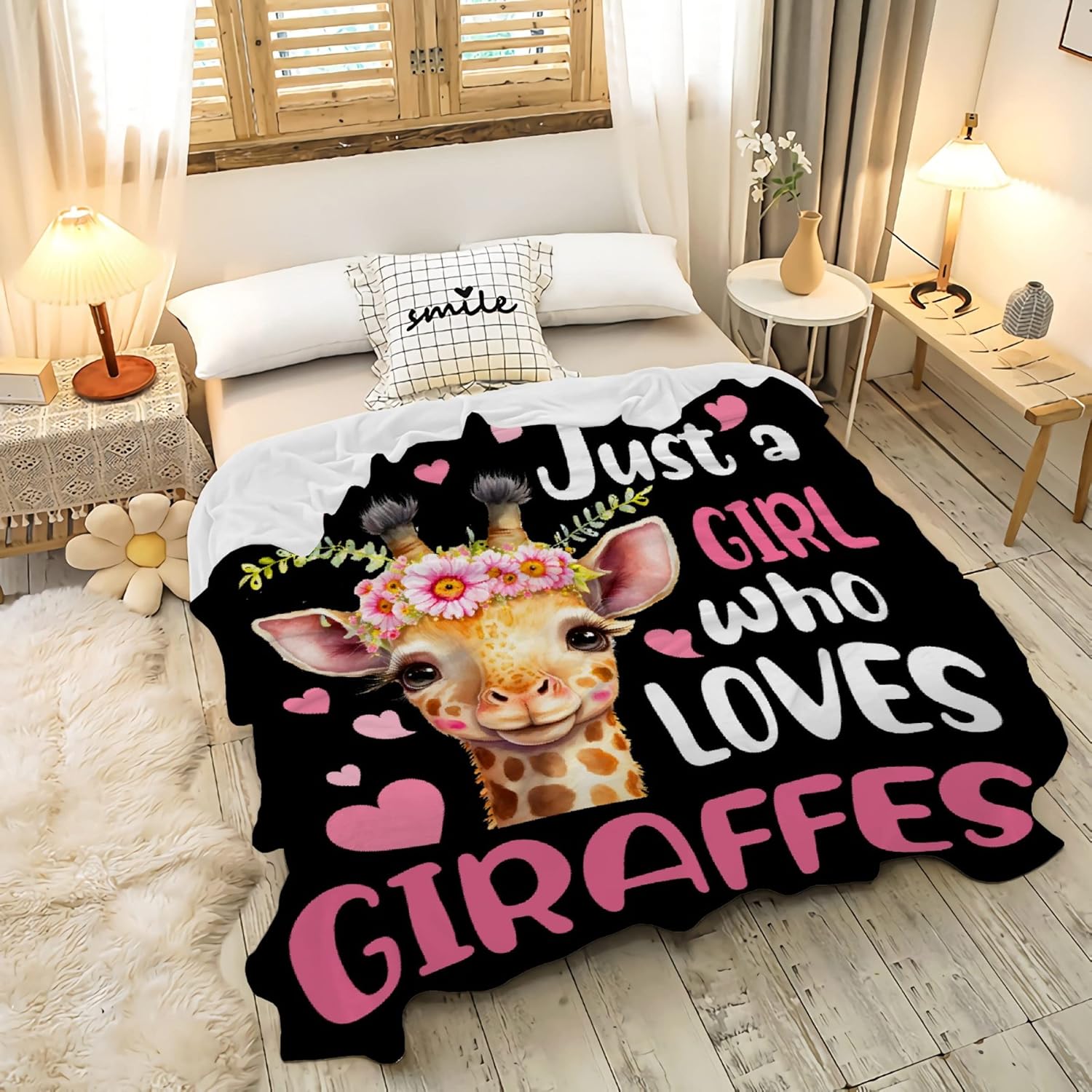 Just A Girl Who Loves Giraffes Throw Blanket