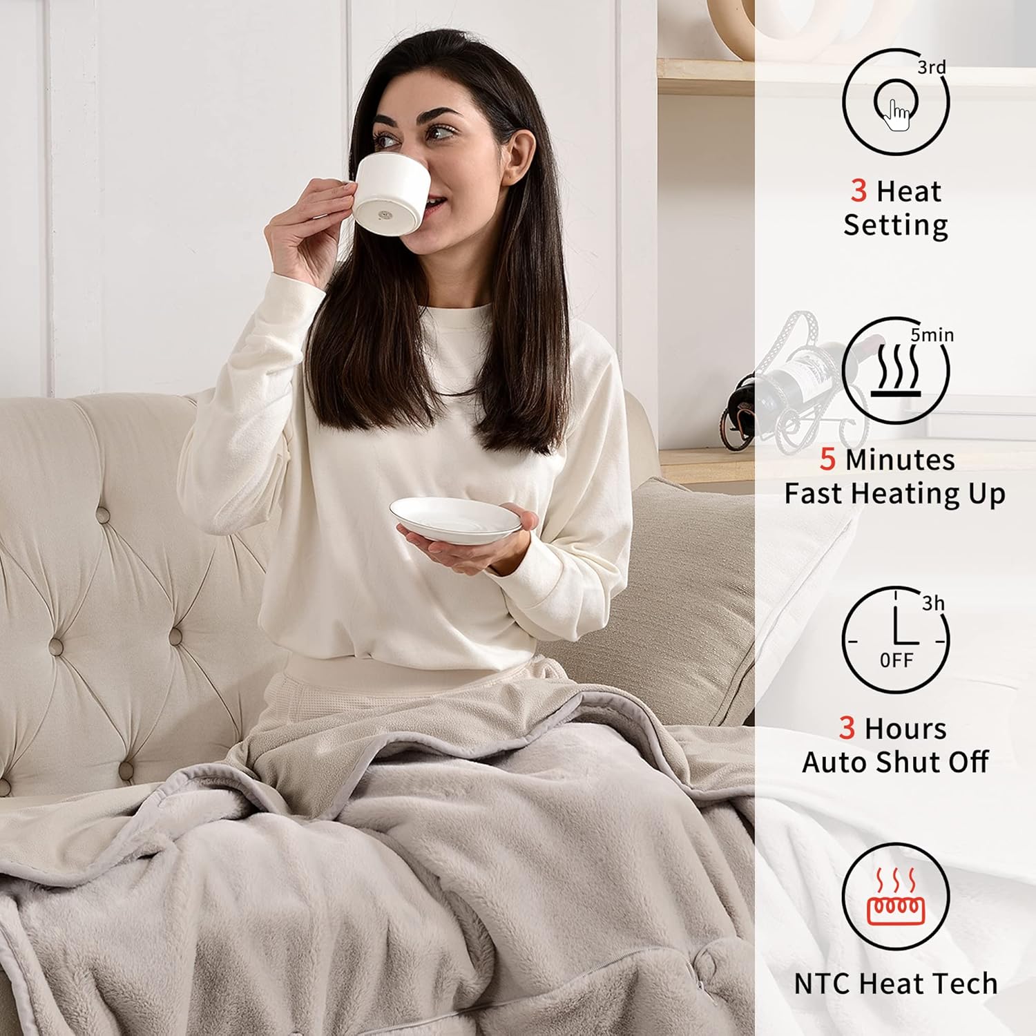 Maxwelf Apollo Heated Blanket - Portable Machine Washable UL Certified