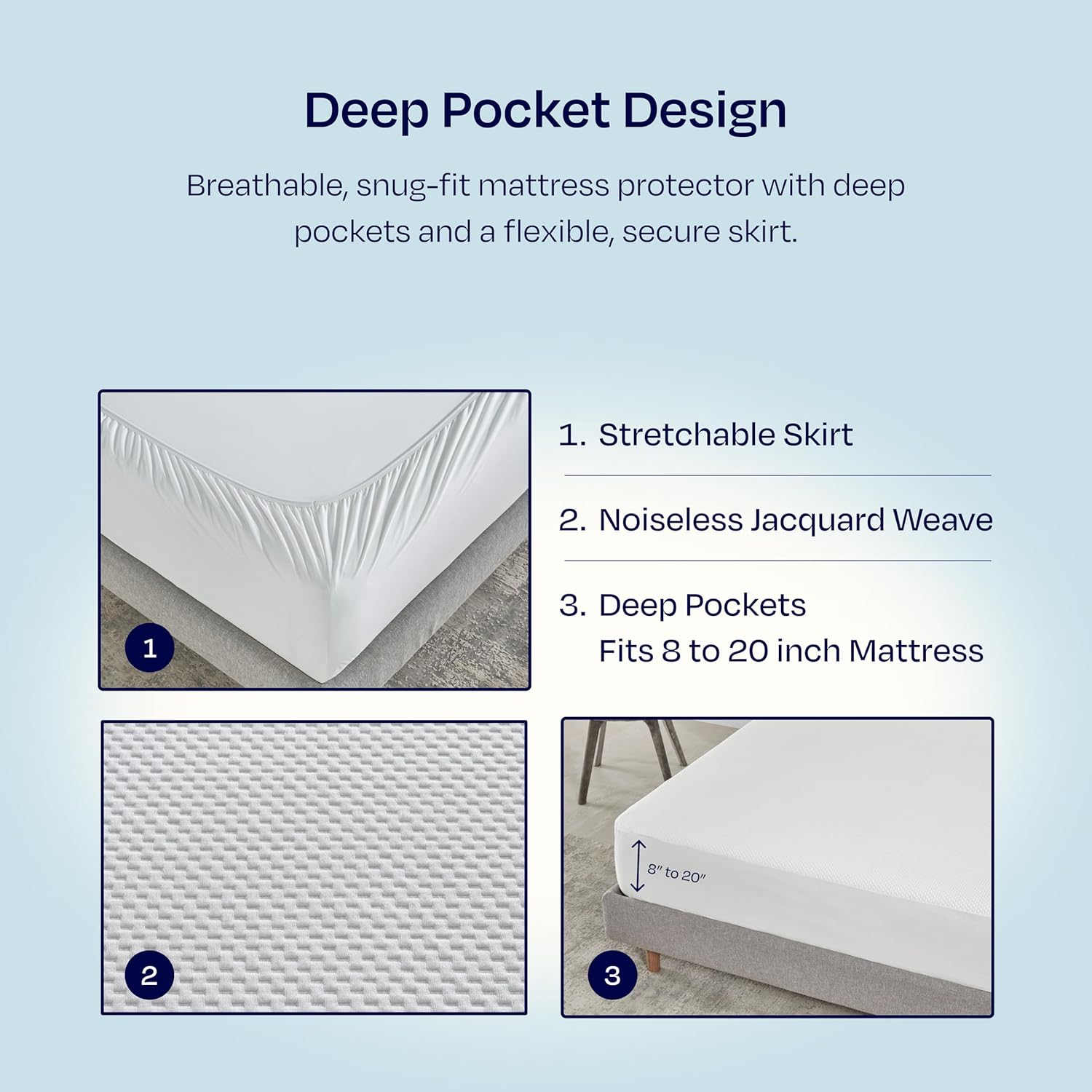 California Design Den Waterproof Queen Mattress Protector - Soft Cooling Noiseless