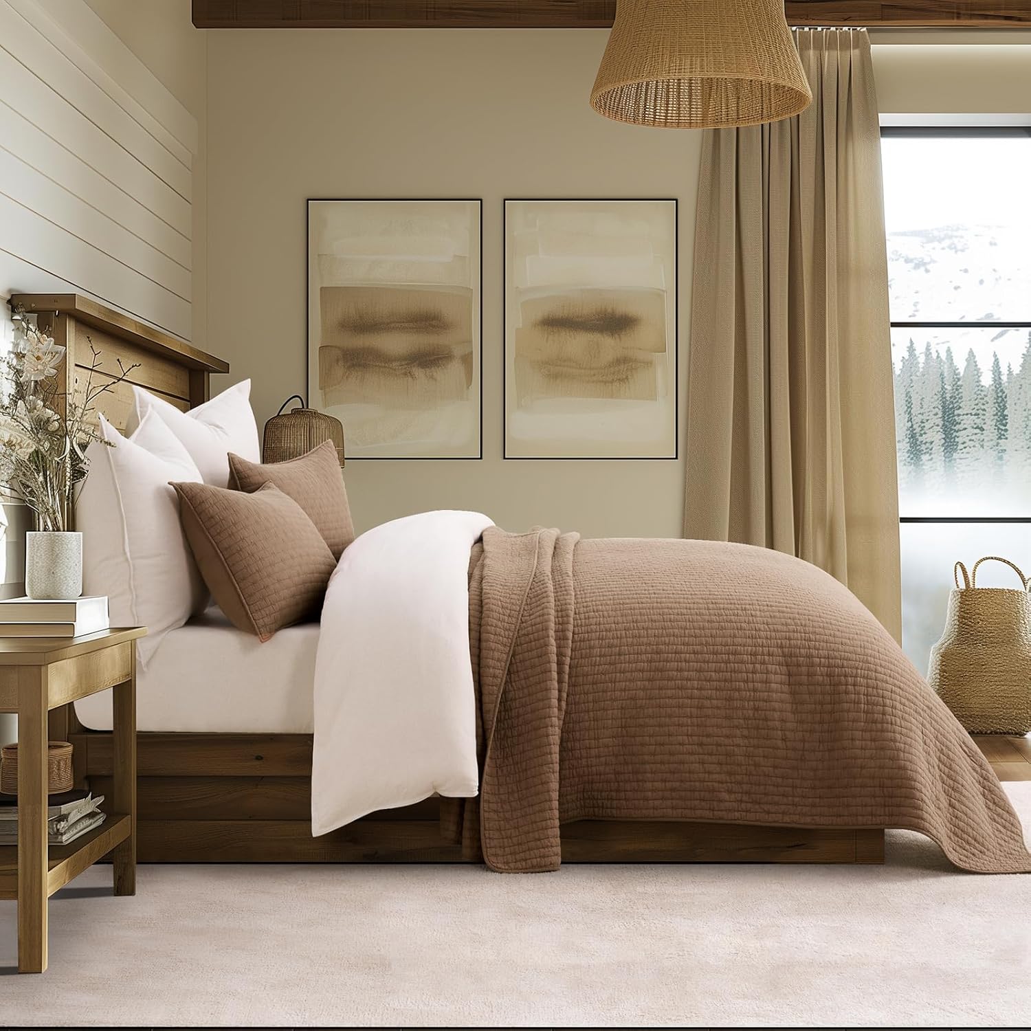 EVERGRACE Cross Stitch Cotton Quilt Bedding Set King Size