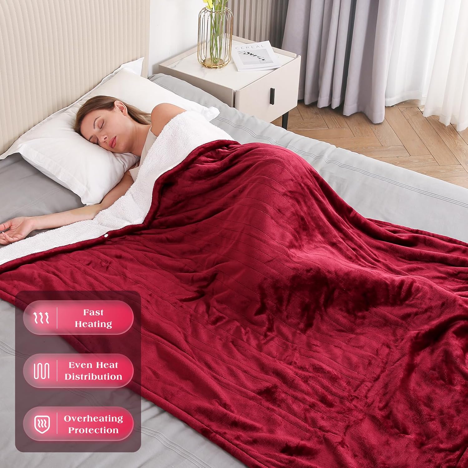 CURECURE 50 x 60 Electric Heated Throw Blanket