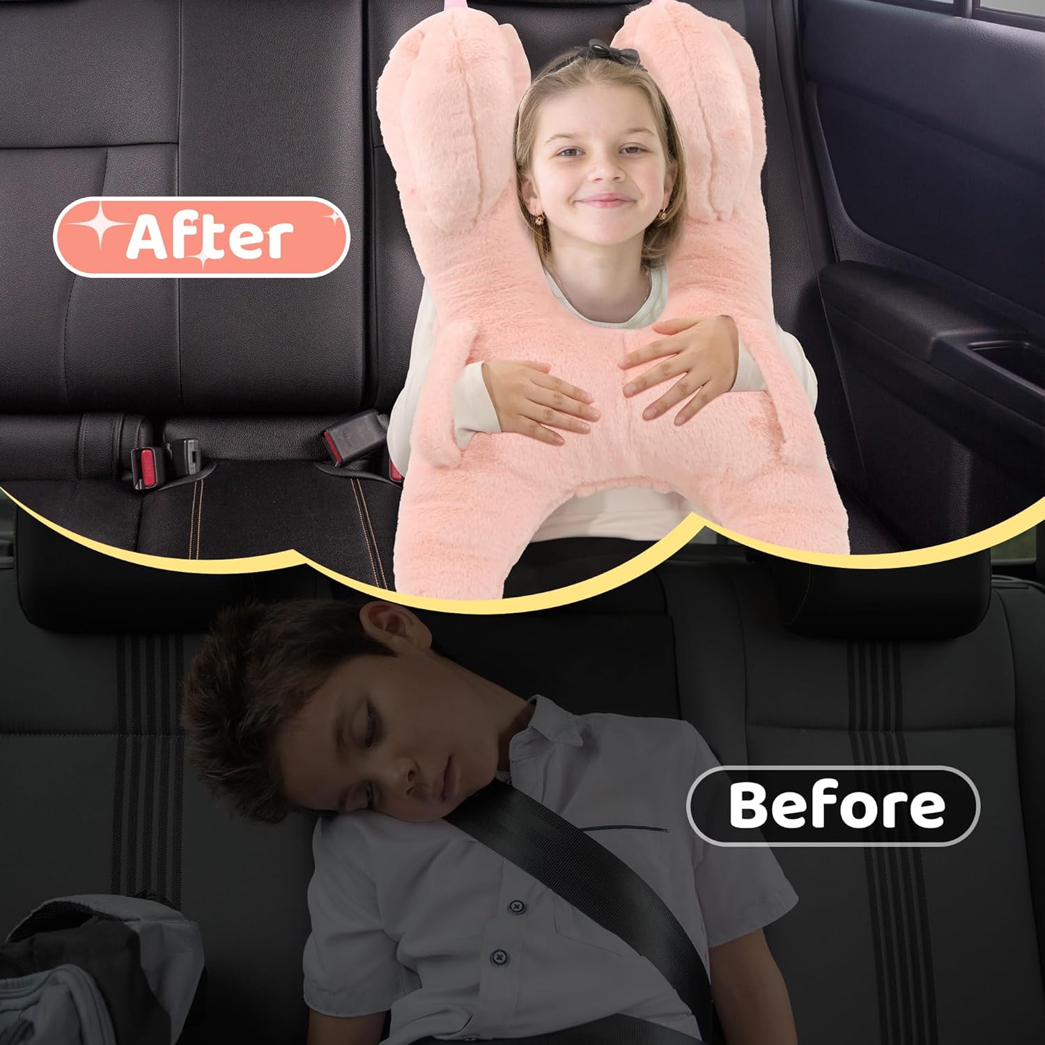ROYALAY Kids Car Pillow with Handles and Head Support 1