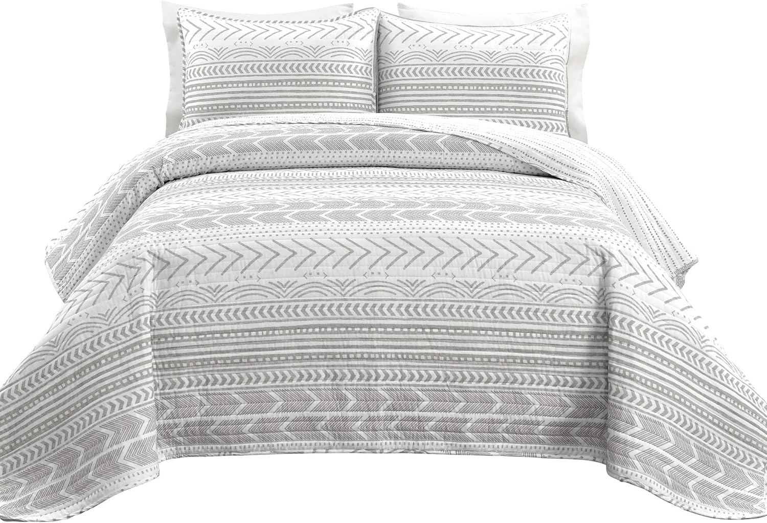 Lush Decor Hygge Geo Striped King Quilt Set