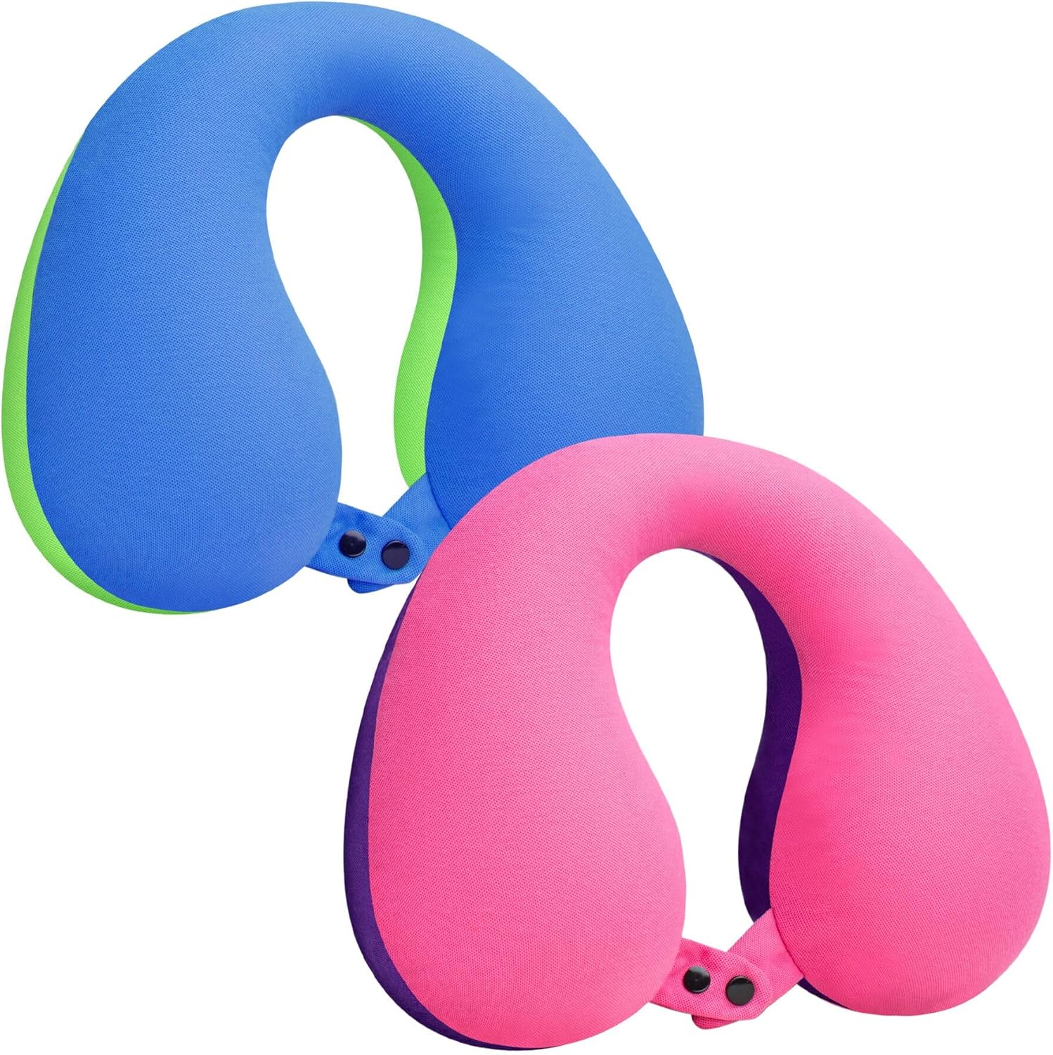 COOLBEBE Kids Travel Neck Pillow 2PCS Blue Green Pink Purple