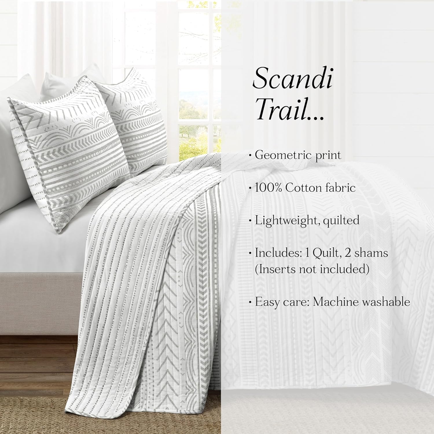 Lush Decor Hygge Geo Striped King Quilt Set