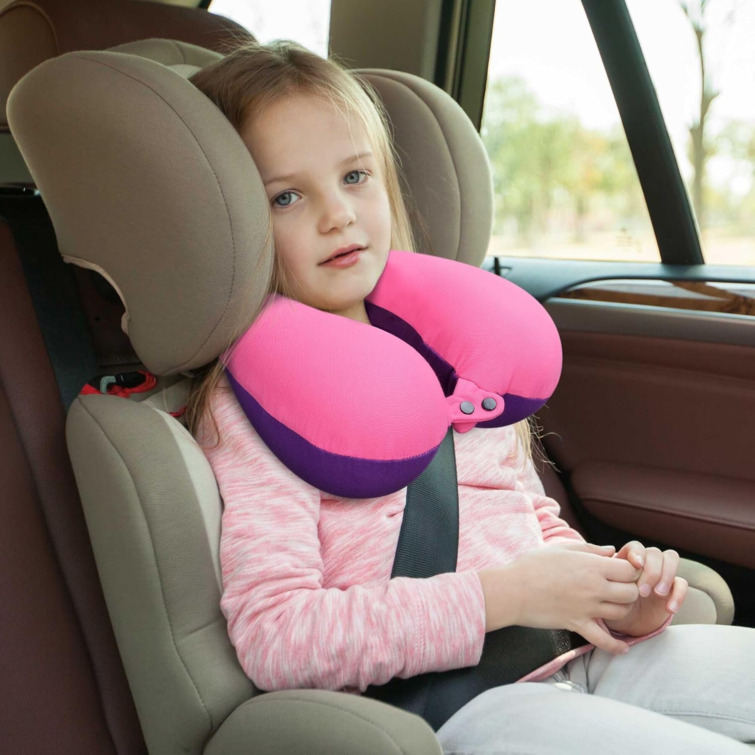 COOLBEBE Kids Travel Neck Pillow 2PCS Blue Green Pink Purple