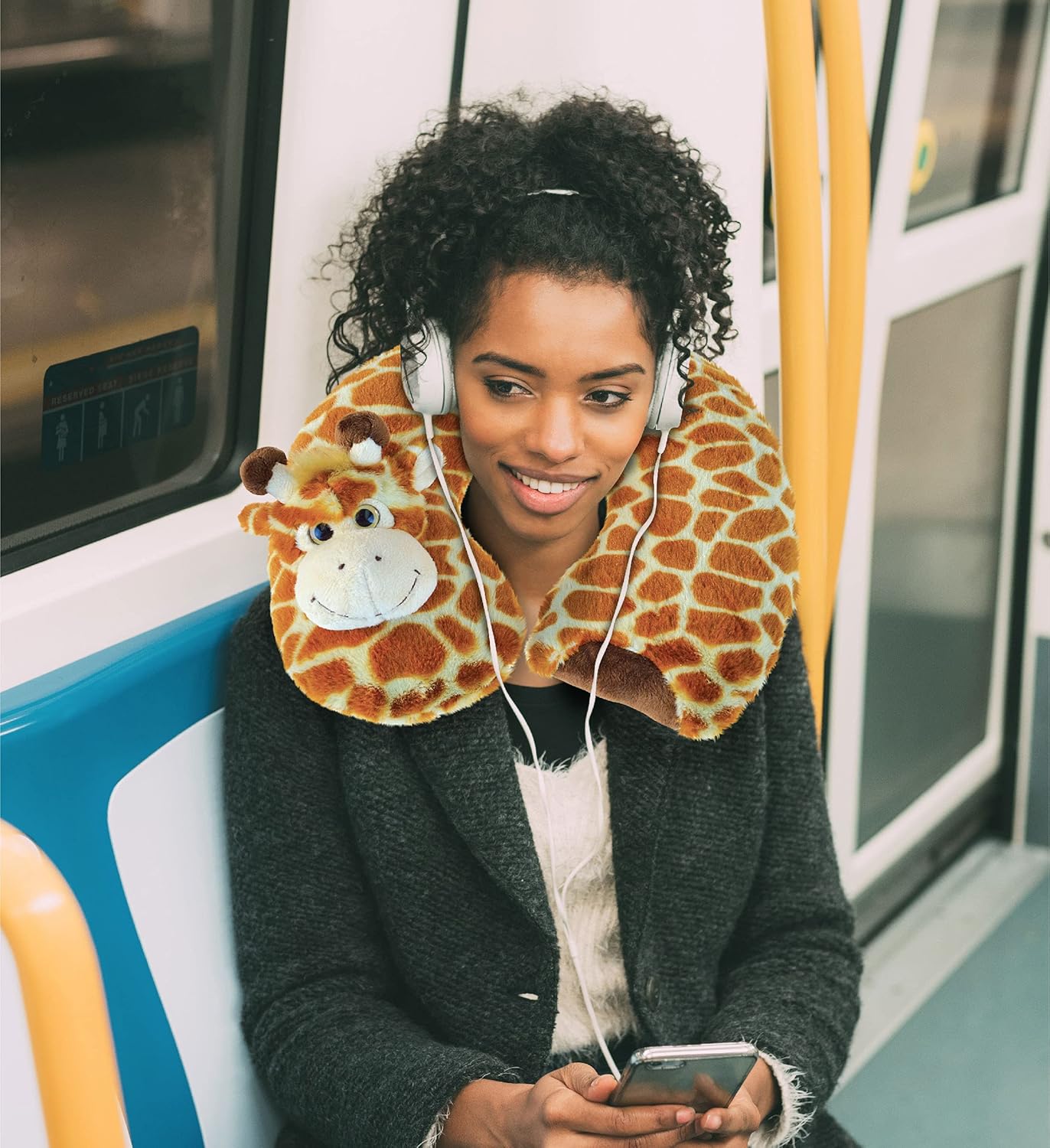 DolliBu Giraffe Plush Neck Pillow for Kids