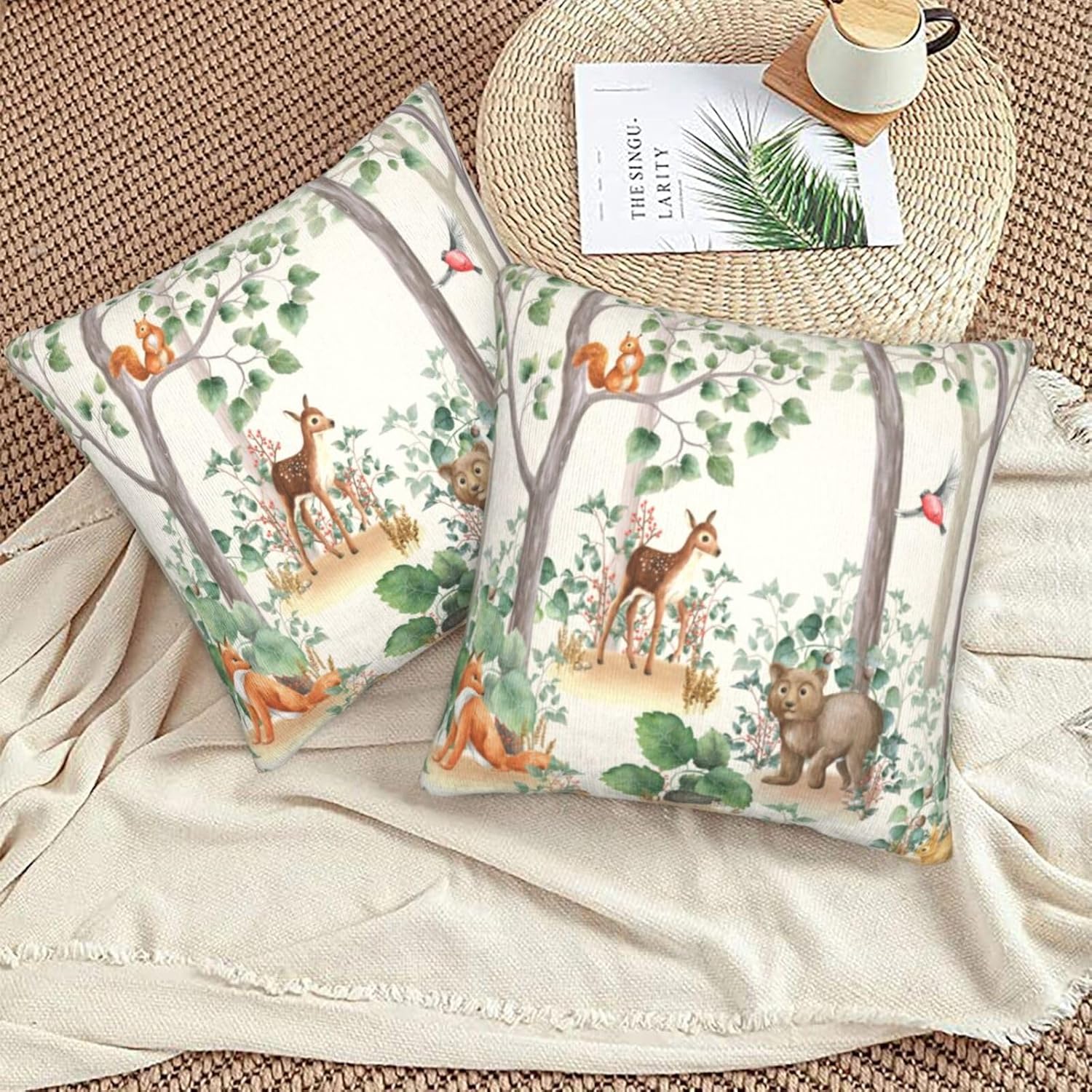 SENRUEGT Woodland Animal Pillow Covers 16x16