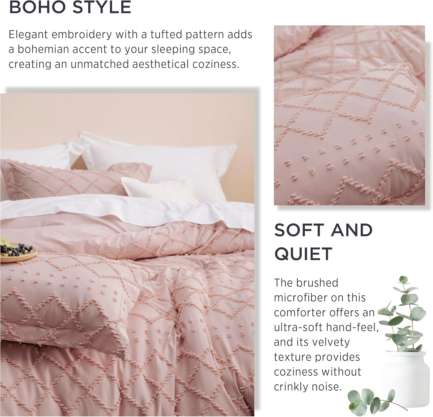 Bedsure Queen Comforter Set - Coral Pink