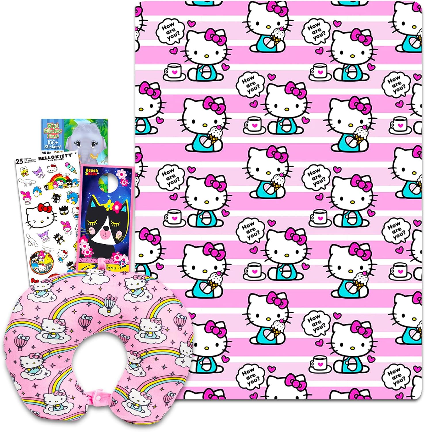 Hello Kitty Travel Pillow and Blanket Set - Cozy Bundle