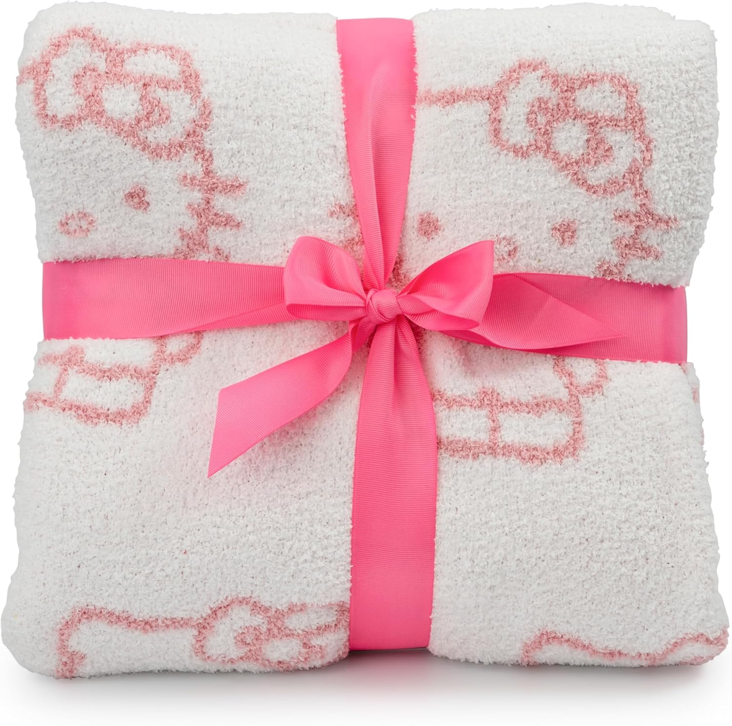 Hello Kitty Feather Knit Fluffy Throw Blanket - 50x60 Inch Pink